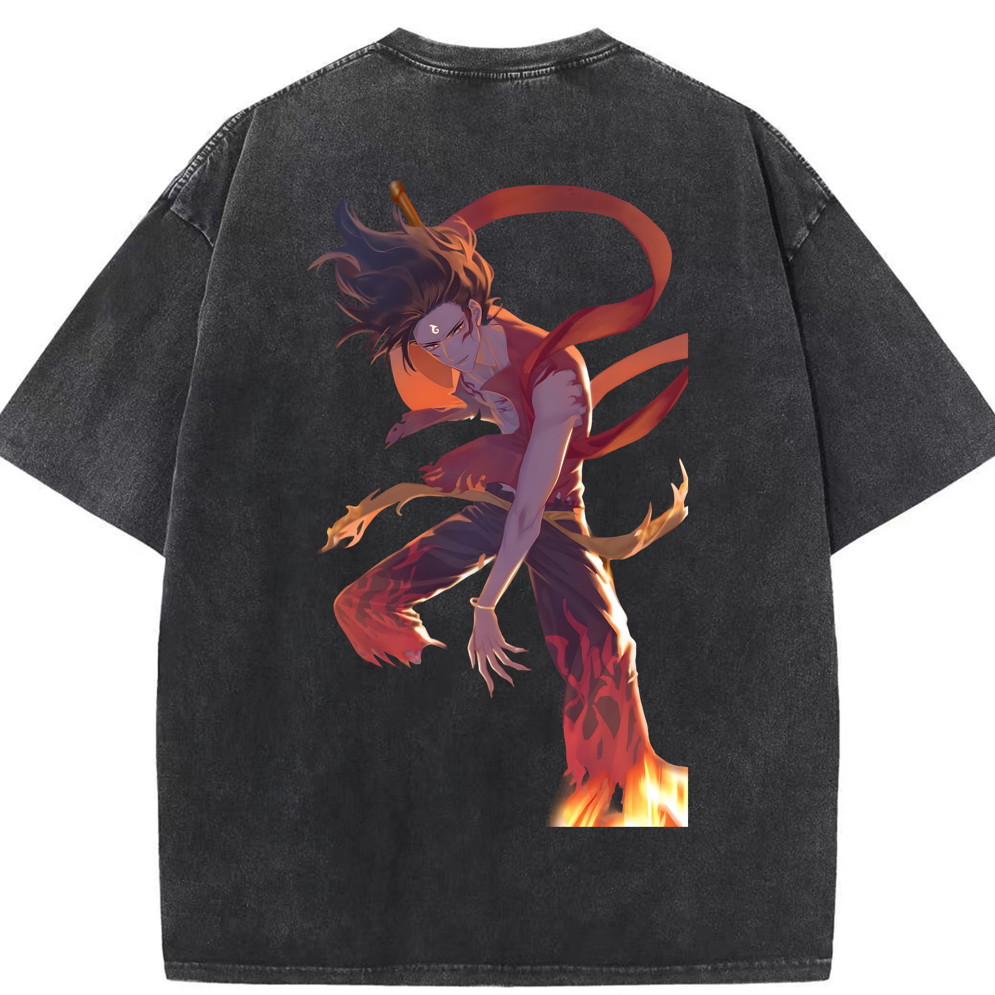 （画像用） Ne Zha 2 ナタ 魔童の大暴れ 綿100% ヴィンテージ風 半袖Tシャツ（背面プリント）