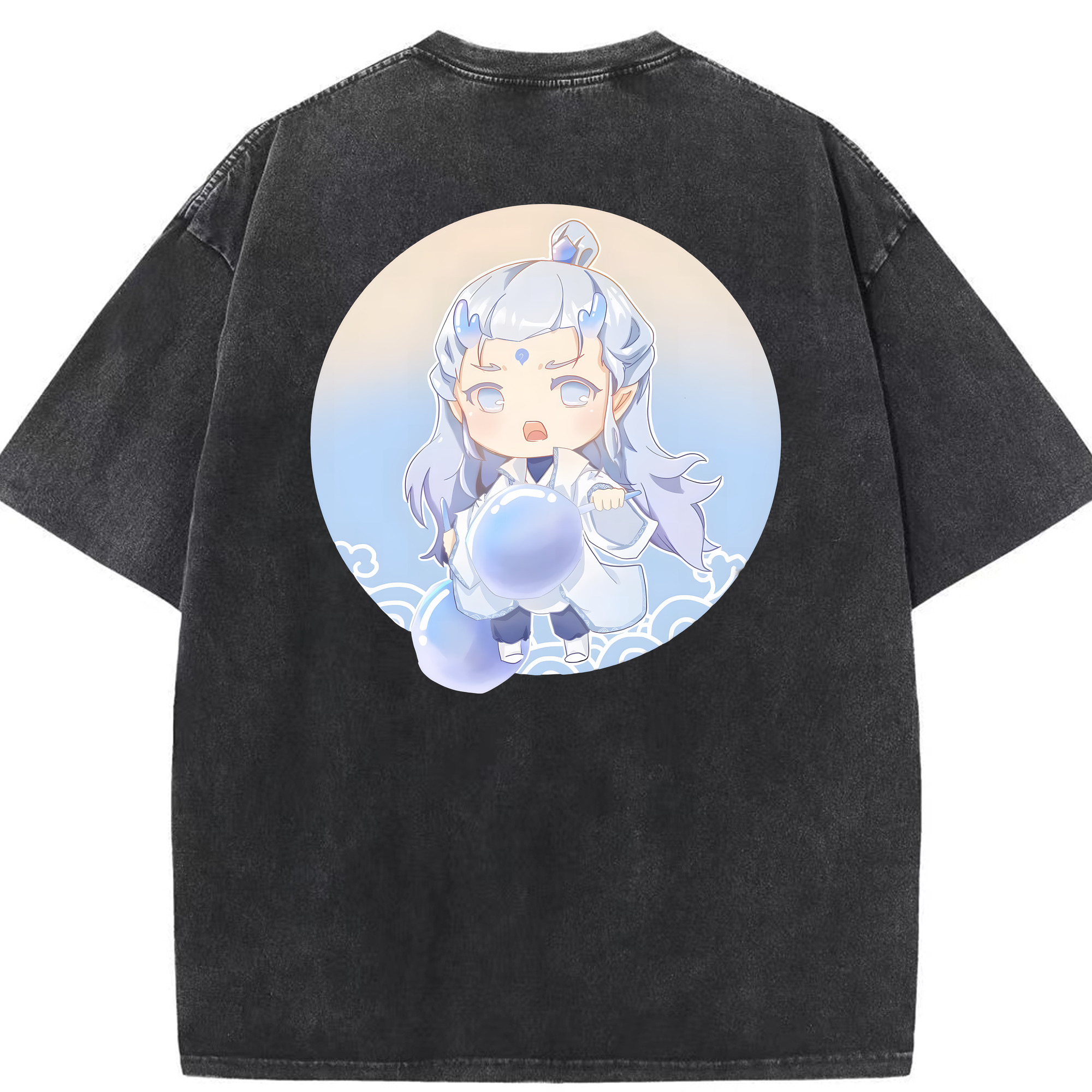 （画像用） Ne Zha 2 ナタ 魔童の大暴れ 綿100% ヴィンテージ風 半袖Tシャツ（背面プリント）