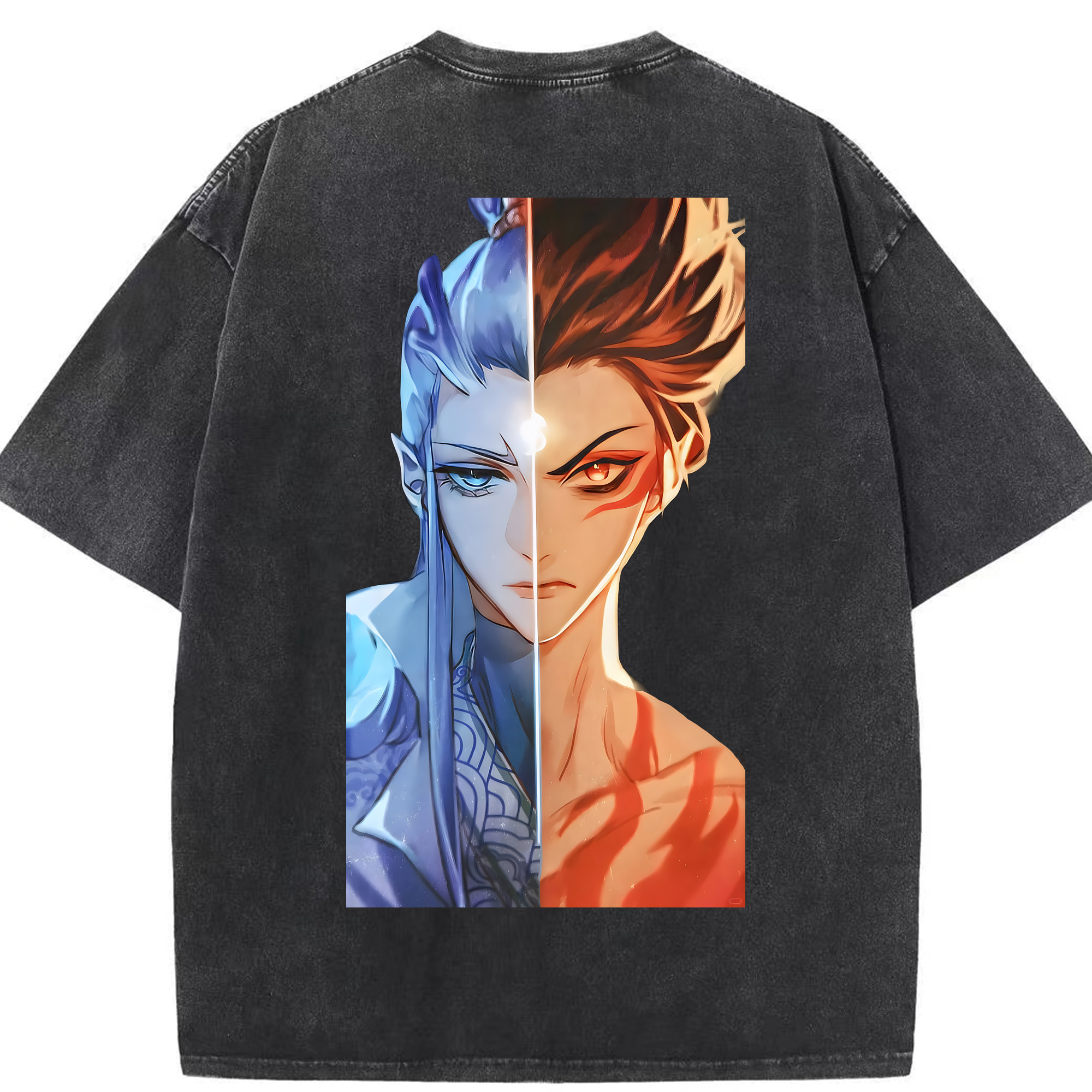 （画像用） Ne Zha 2 ナタ 魔童の大暴れ 綿100% ヴィンテージ風 半袖Tシャツ（背面プリント）