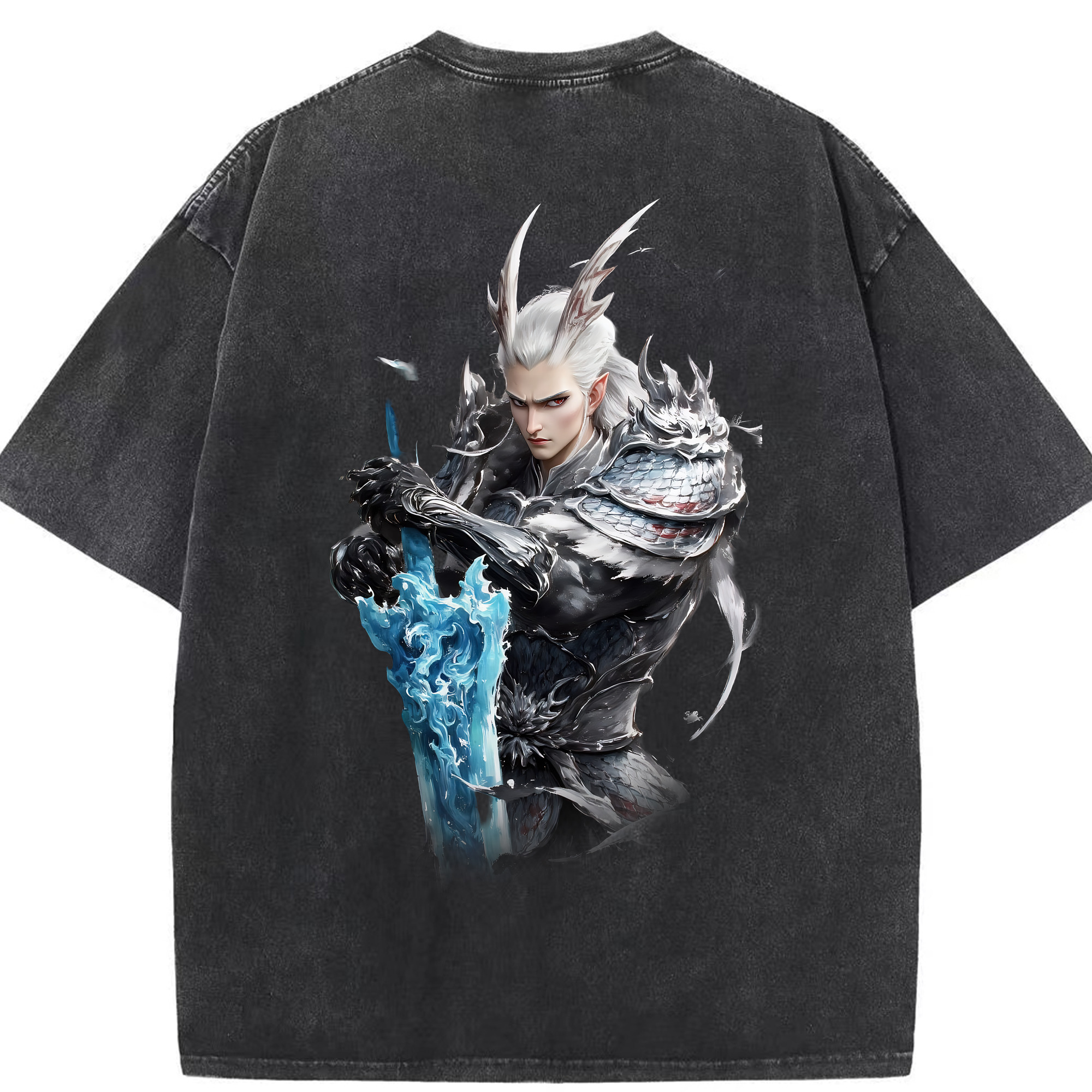 （画像用） Ne Zha 2 ナタ 魔童の大暴れ 綿100% ヴィンテージ風 半袖Tシャツ（背面プリント）