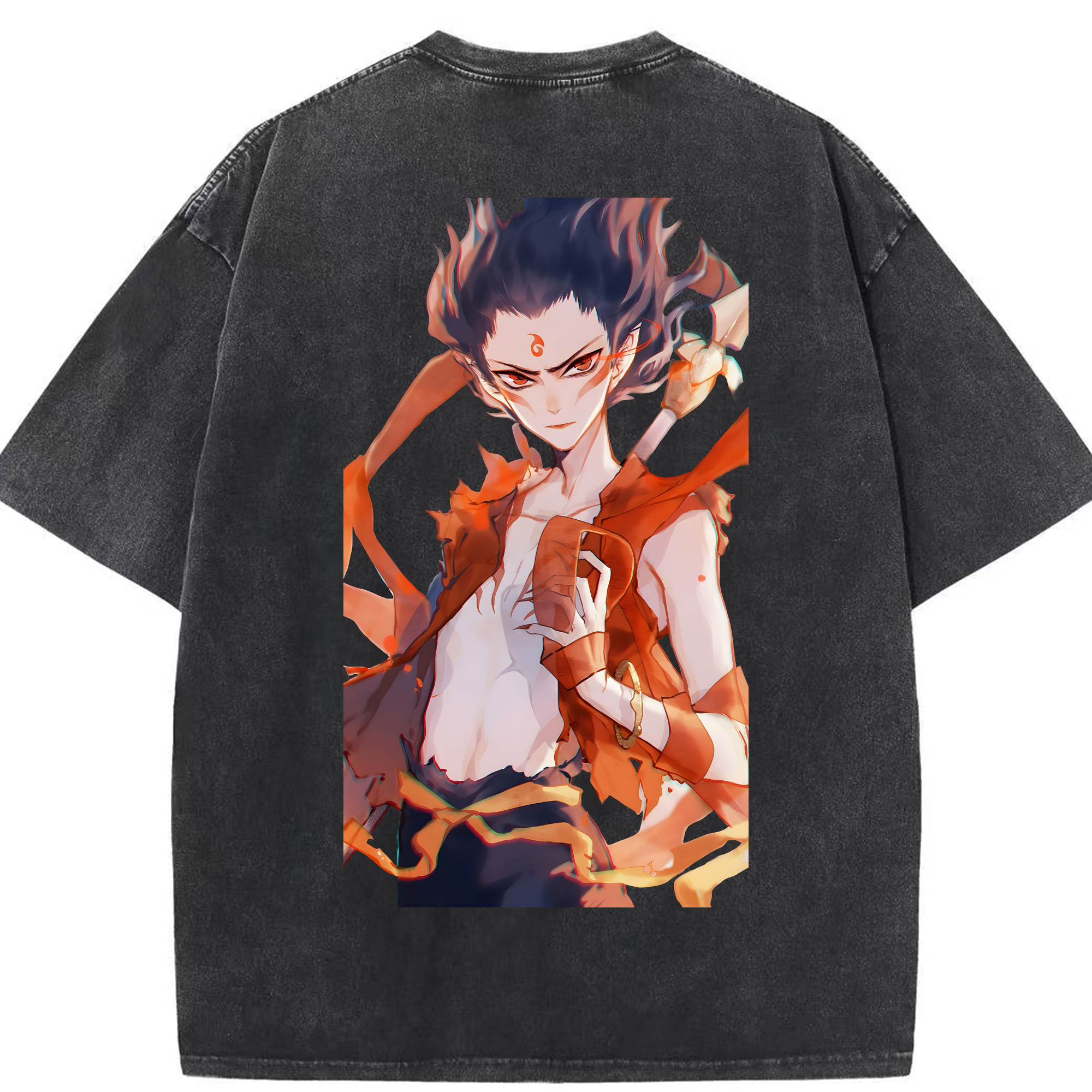 （画像用） Ne Zha 2 ナタ 魔童の大暴れ 綿100% ヴィンテージ風 半袖Tシャツ（背面プリント）