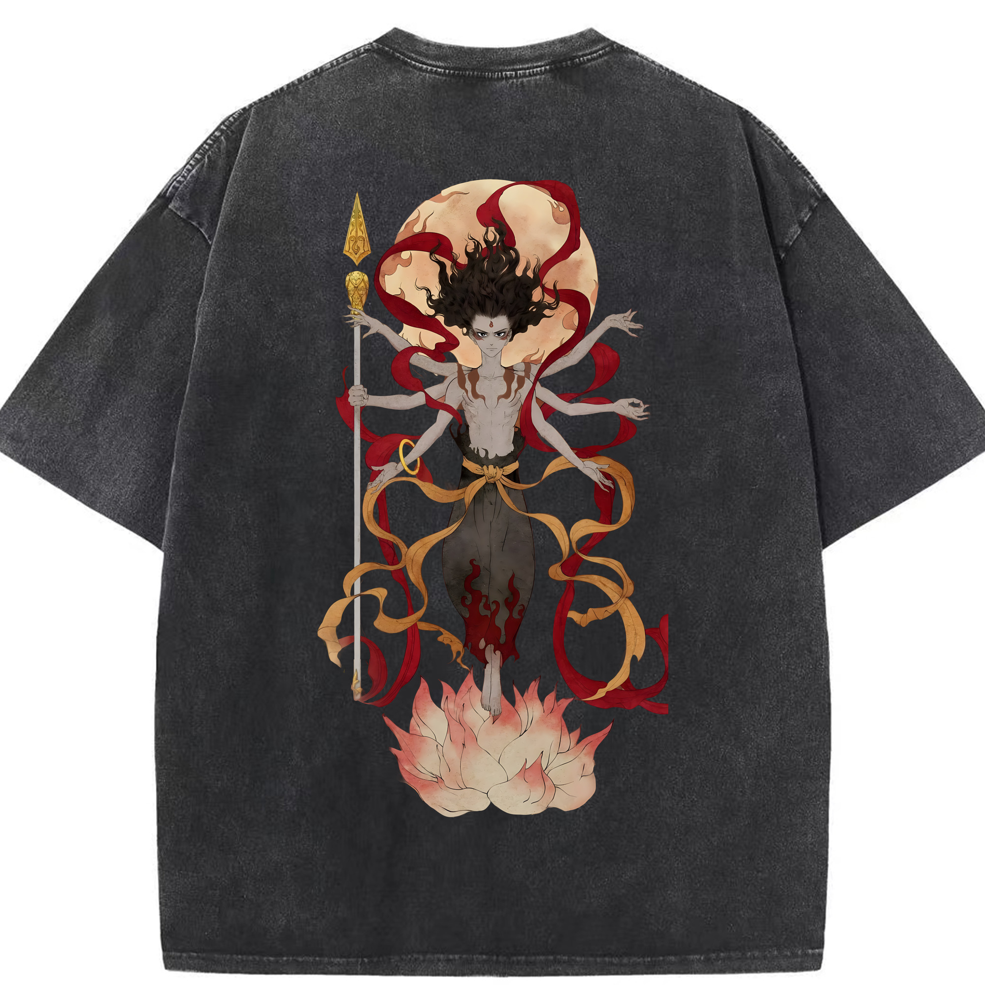 （画像用） Ne Zha 2 ナタ 魔童の大暴れ 綿100% ヴィンテージ風 半袖Tシャツ（背面プリント）