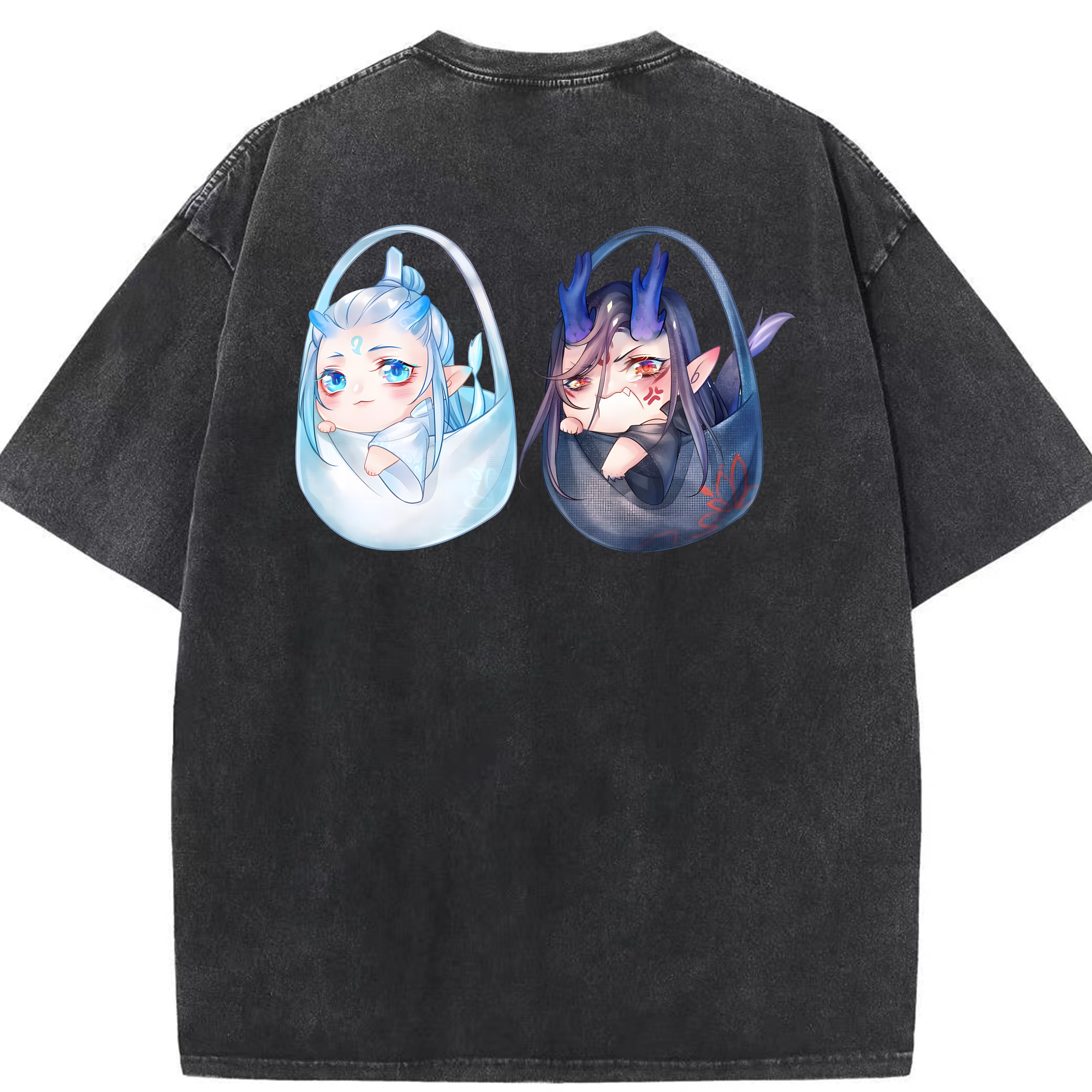 （画像用） Ne Zha 2 ナタ 魔童の大暴れ 綿100% ヴィンテージ風 半袖Tシャツ（背面プリント）