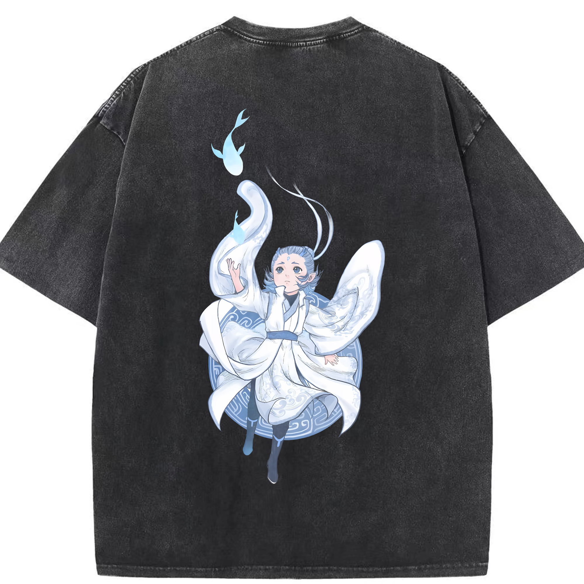（画像用） Ne Zha 2 ナタ 魔童の大暴れ 綿100% ヴィンテージ風 半袖Tシャツ（背面プリント）