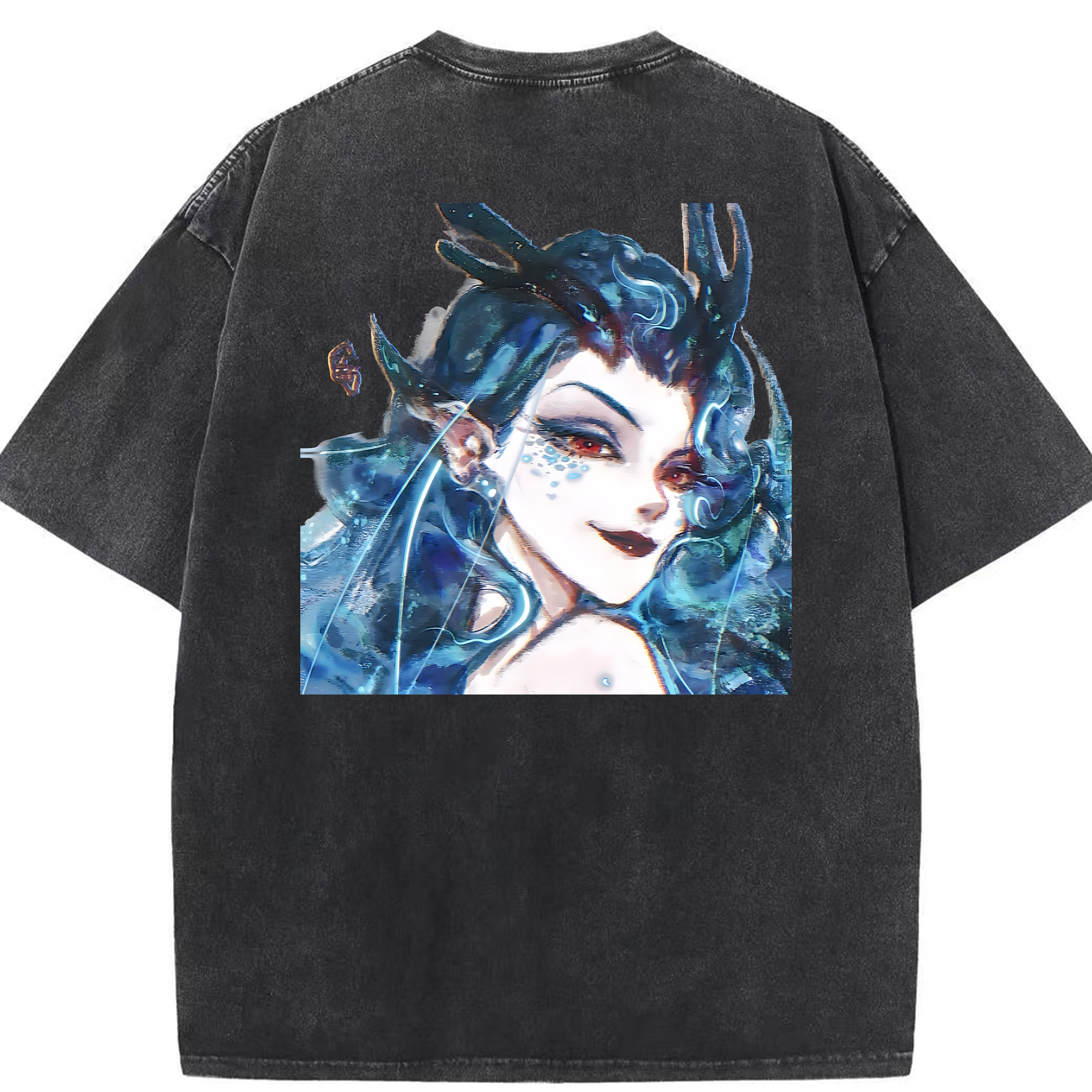 （画像用） Ne Zha 2 ナタ 魔童の大暴れ 綿100% ヴィンテージ風 半袖Tシャツ（背面プリント）