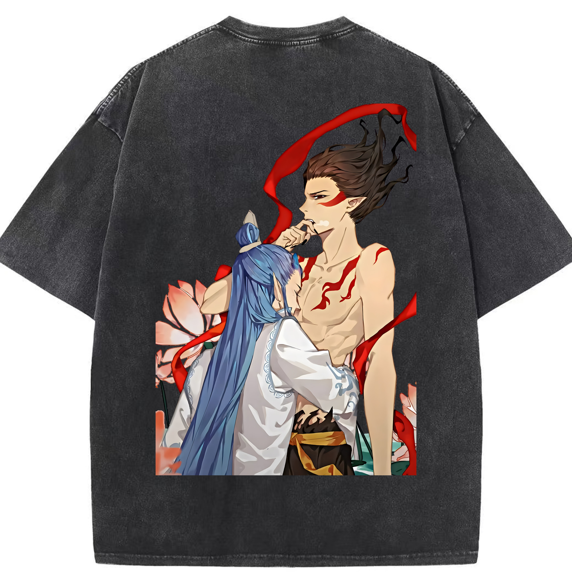 （画像用） Ne Zha 2 ナタ 魔童の大暴れ 綿100% ヴィンテージ風 半袖Tシャツ（背面プリント）