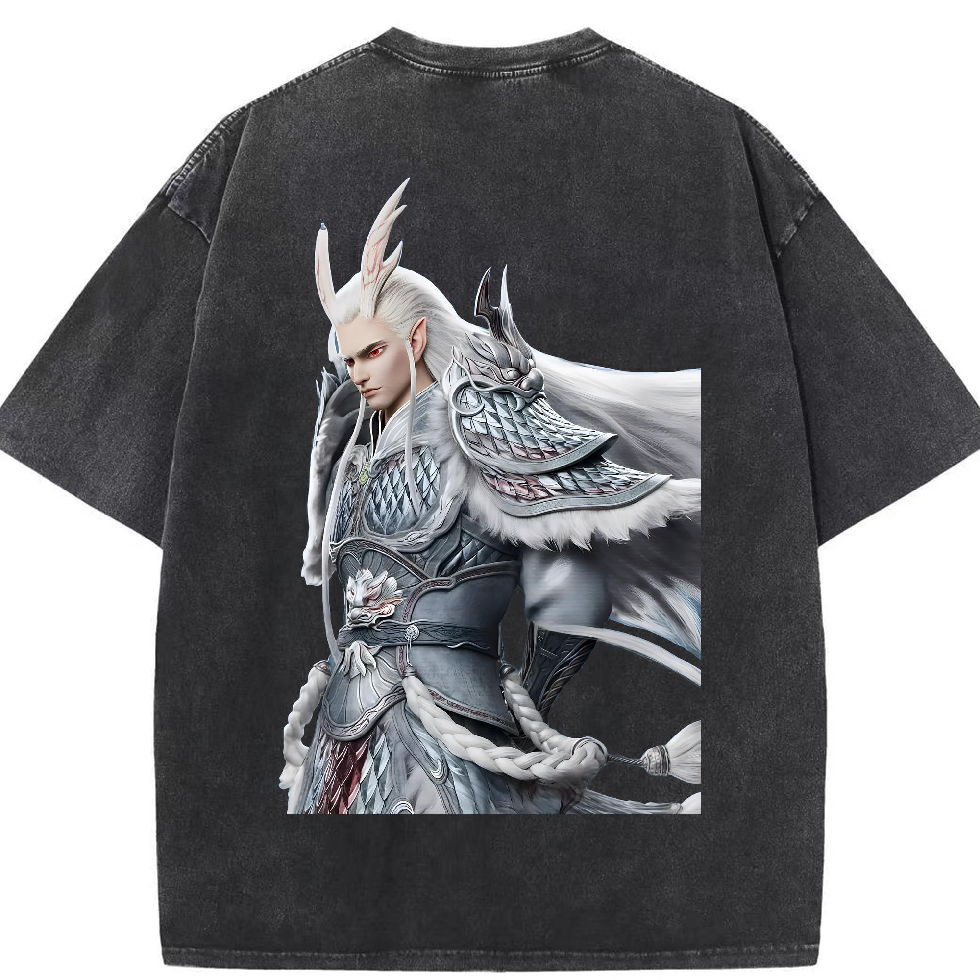 （画像用） Ne Zha 2 ナタ 魔童の大暴れ 綿100% ヴィンテージ風 半袖Tシャツ（背面プリント）