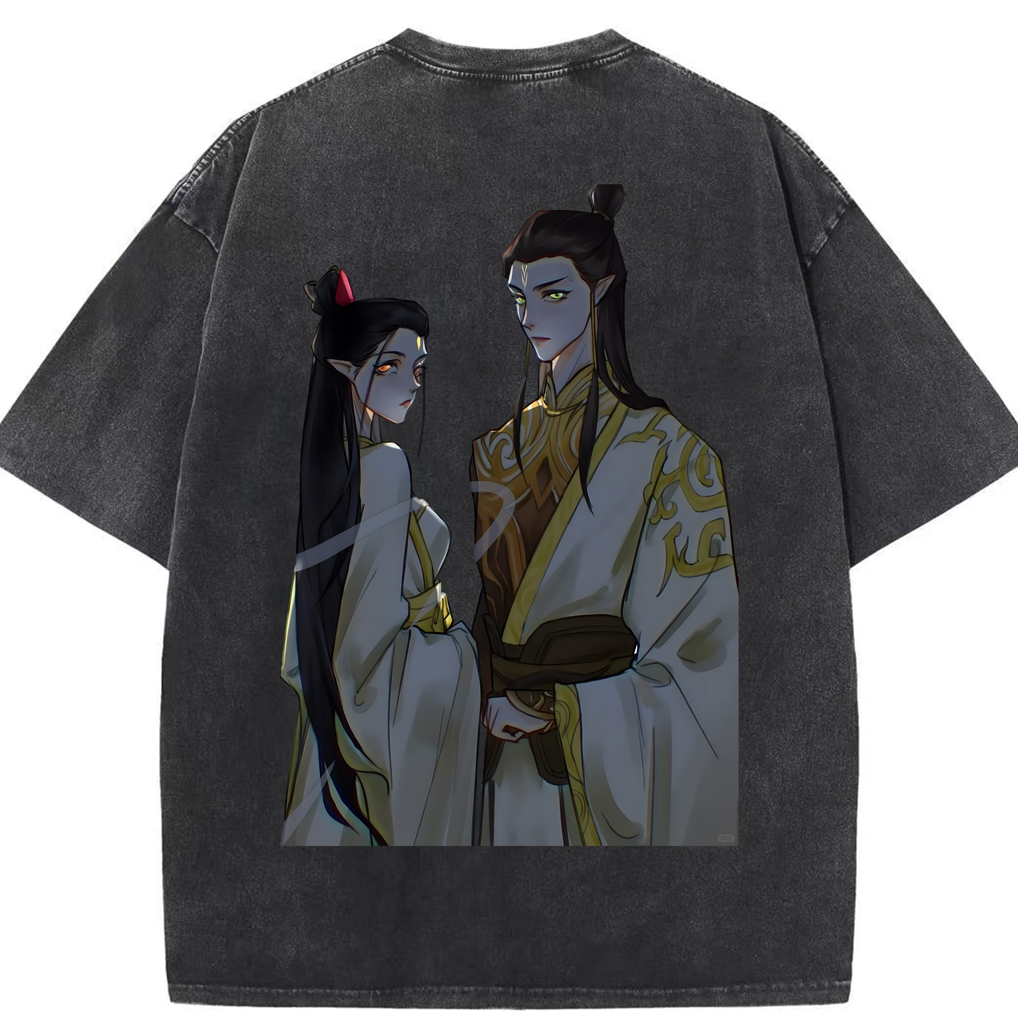（画像用） Ne Zha 2 ナタ 魔童の大暴れ 綿100% ヴィンテージ風 半袖Tシャツ（背面プリント）