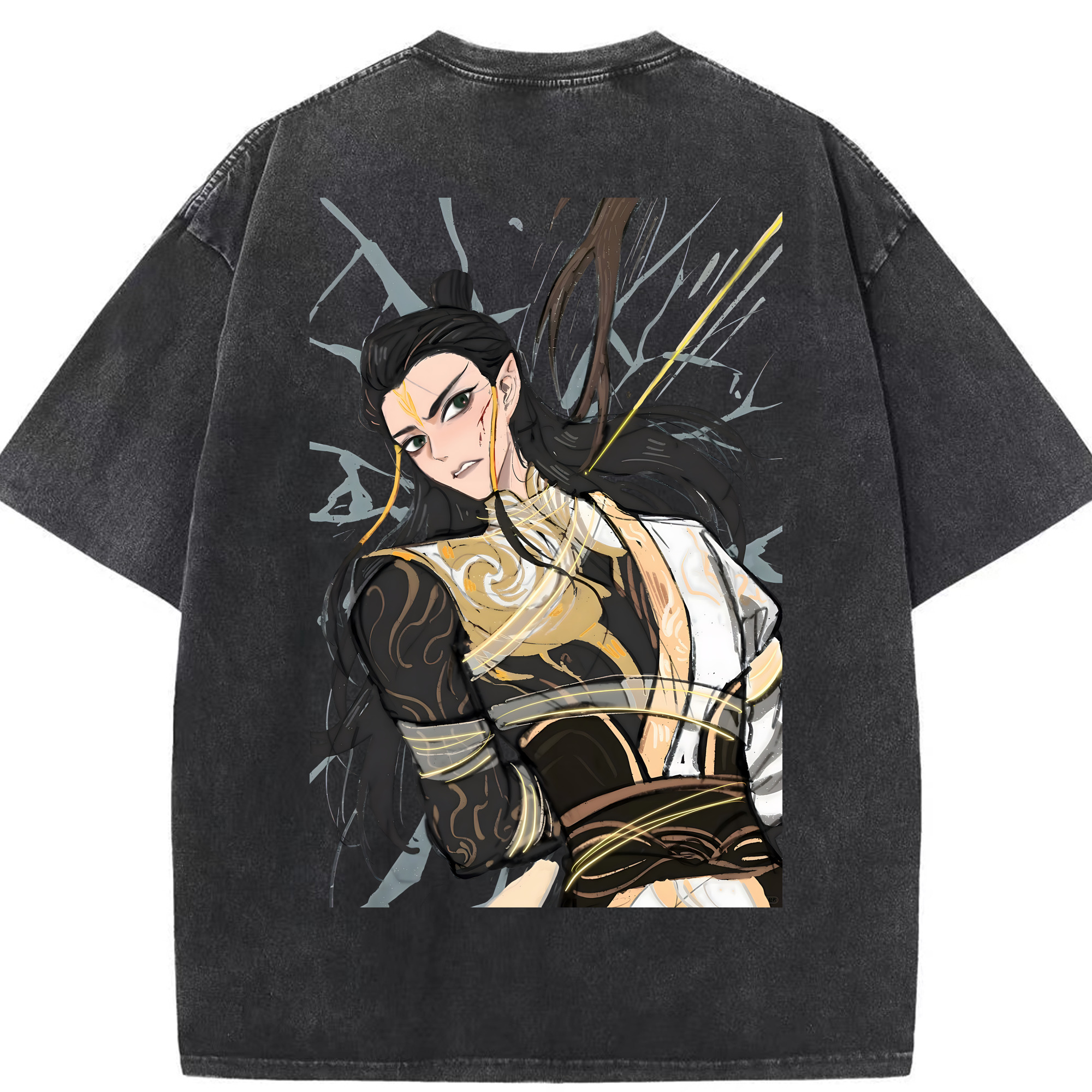 （画像用） Ne Zha 2 ナタ 魔童の大暴れ 綿100% ヴィンテージ風 半袖Tシャツ（背面プリント）