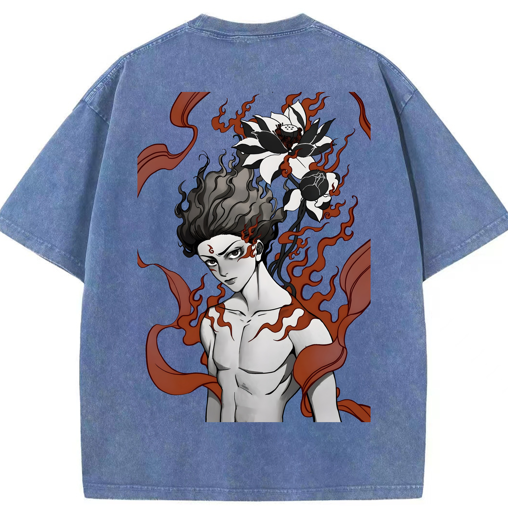 （画像用） Ne Zha 2 ナタ 魔童の大暴れ 綿100% ヴィンテージ風 半袖Tシャツ（背面プリント）
