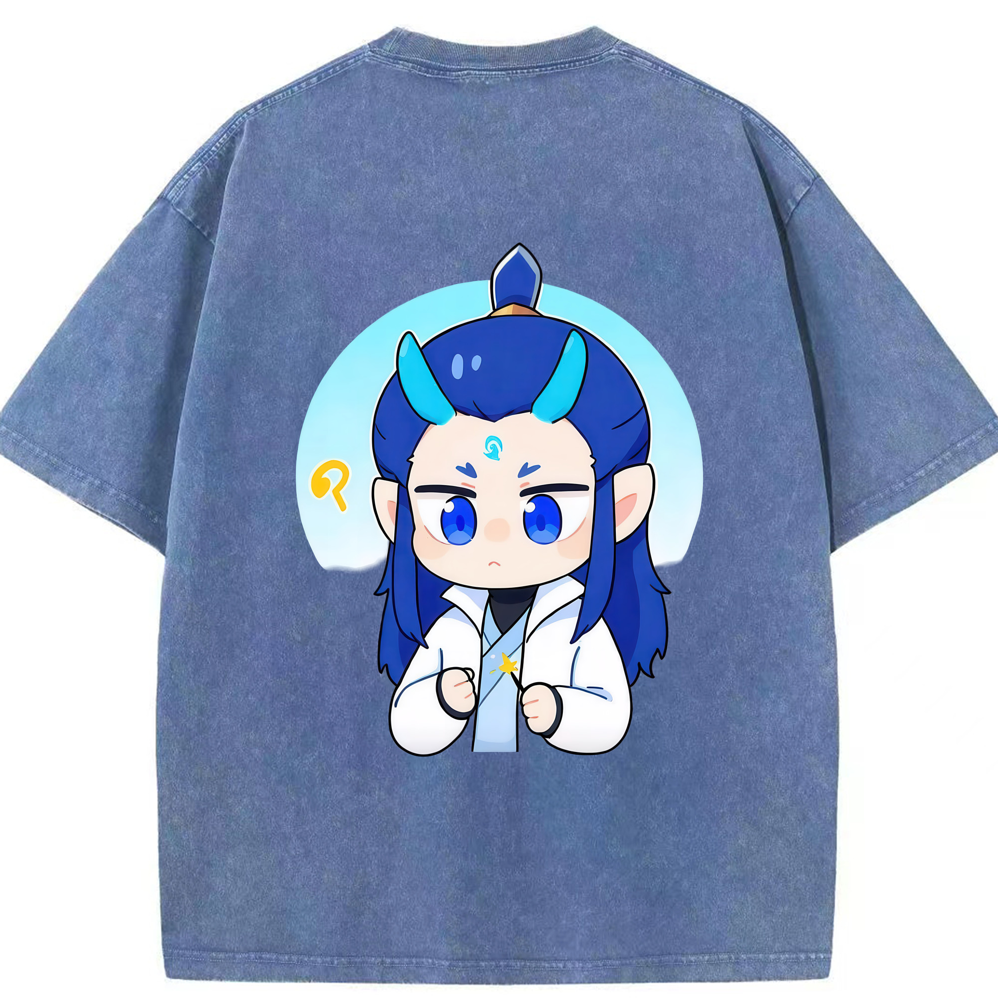 （画像用） Ne Zha 2 ナタ 魔童の大暴れ 綿100% ヴィンテージ風 半袖Tシャツ（背面プリント）
