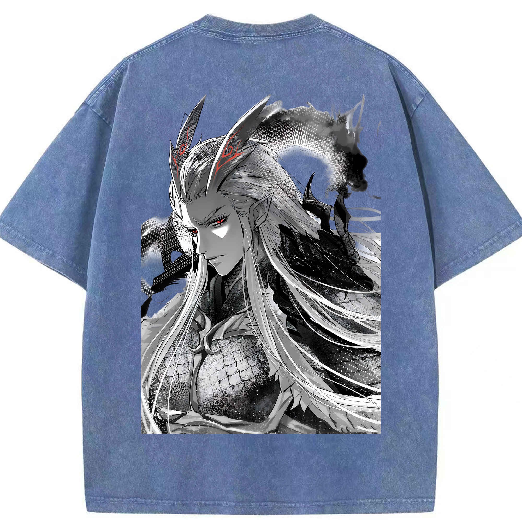 （画像用） Ne Zha 2 ナタ 魔童の大暴れ 綿100% ヴィンテージ風 半袖Tシャツ（背面プリント）
