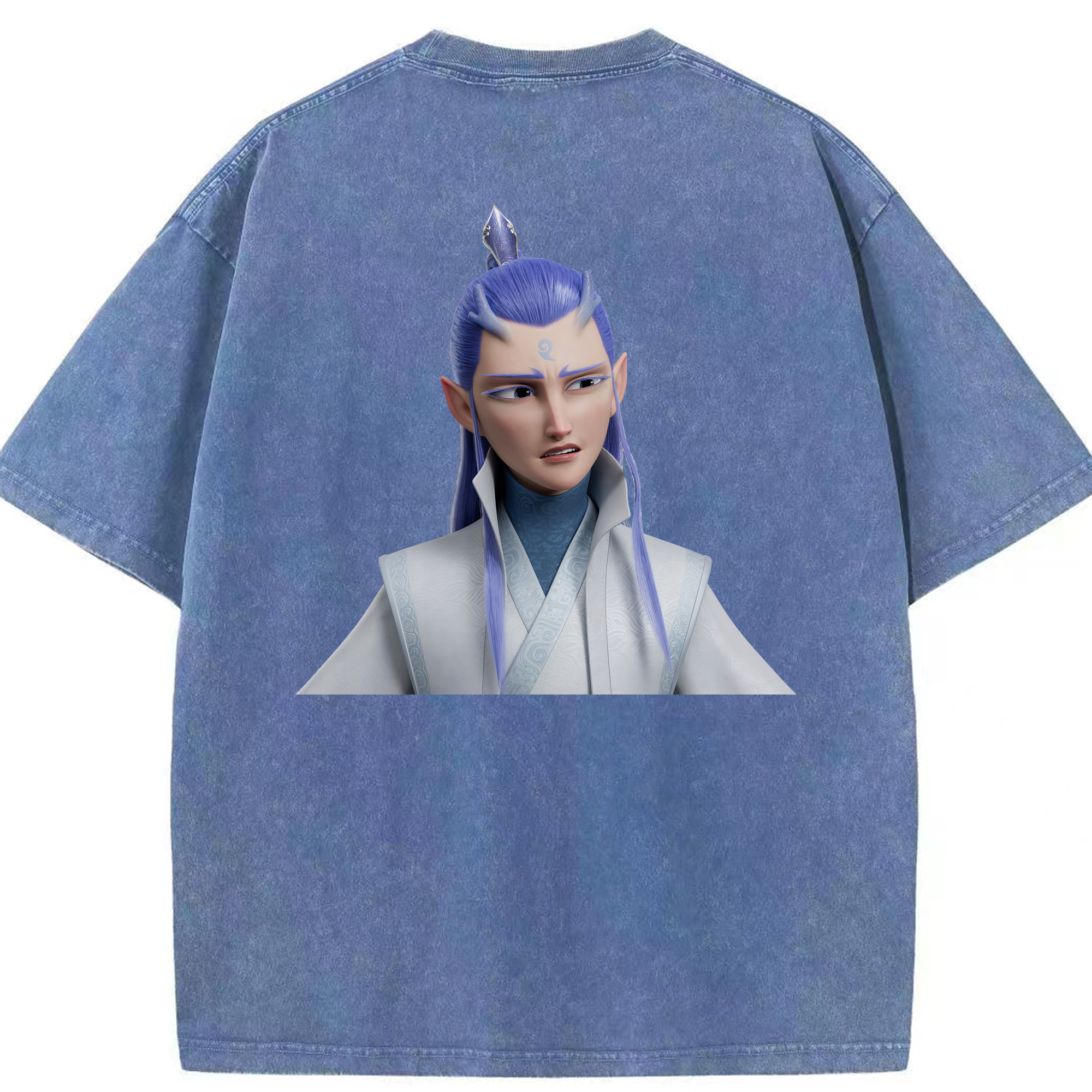 （画像用） Ne Zha 2 ナタ 魔童の大暴れ 綿100% ヴィンテージ風 半袖Tシャツ（背面プリント）