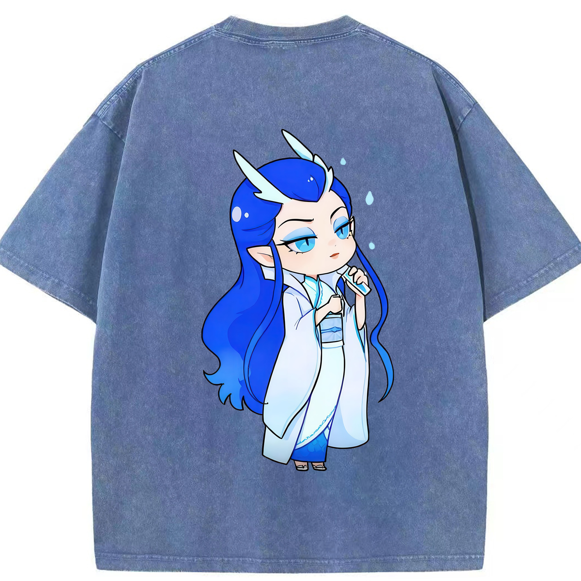 （画像用） Ne Zha 2 ナタ 魔童の大暴れ 綿100% ヴィンテージ風 半袖Tシャツ（背面プリント）