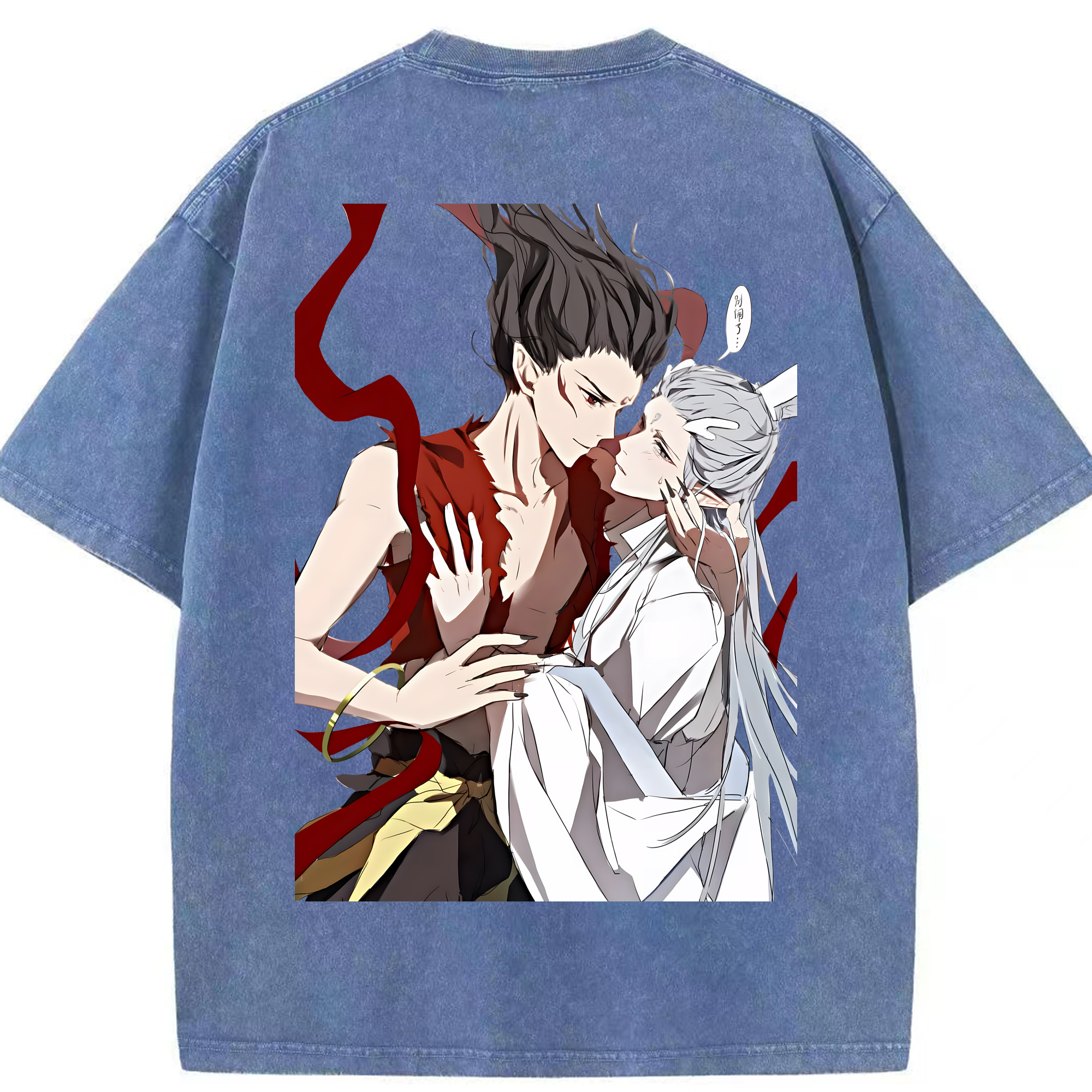 （画像用） Ne Zha 2 ナタ 魔童の大暴れ 綿100% ヴィンテージ風 半袖Tシャツ（背面プリント）