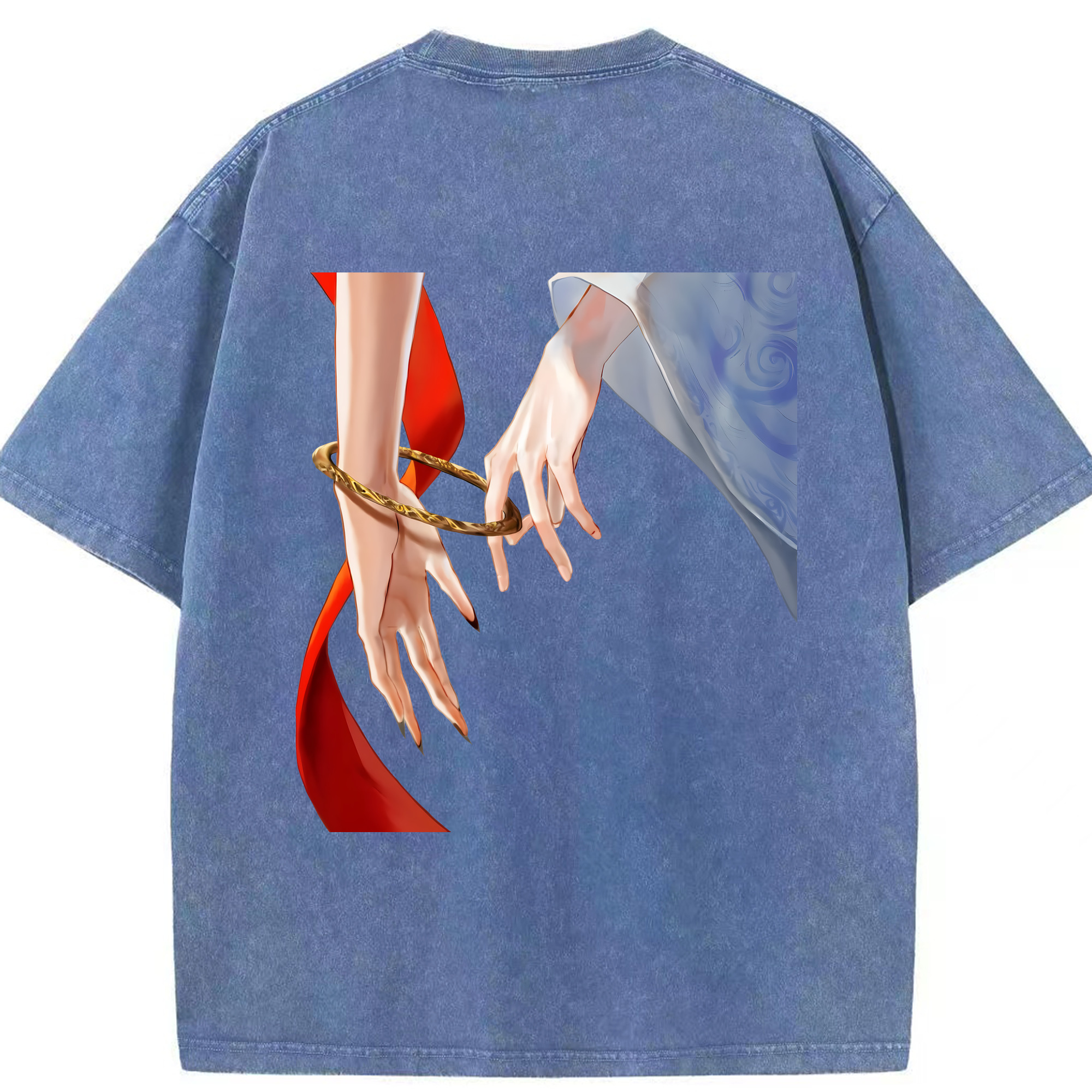 （画像用） Ne Zha 2 ナタ 魔童の大暴れ 綿100% ヴィンテージ風 半袖Tシャツ（背面プリント）