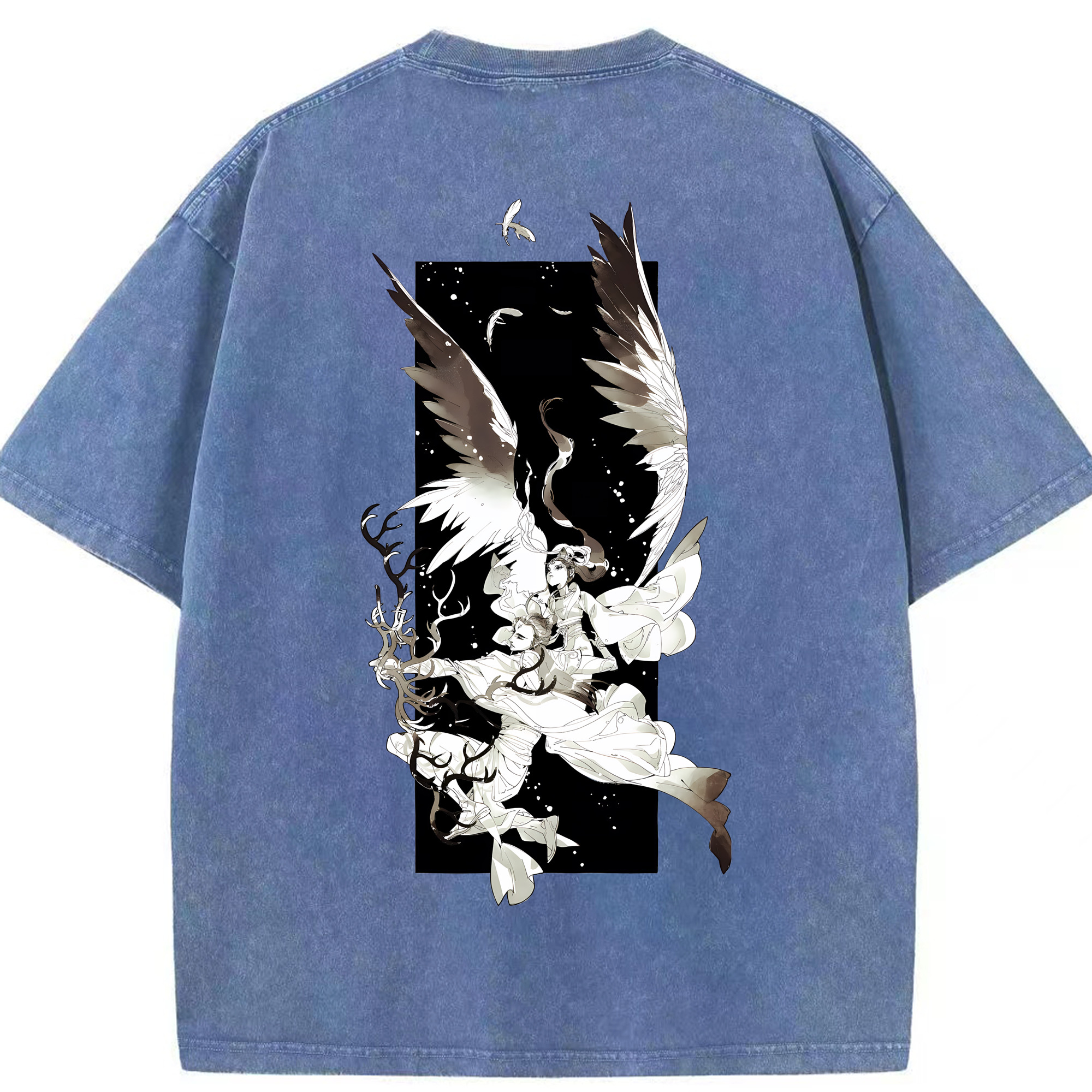 （画像用） Ne Zha 2 ナタ 魔童の大暴れ 綿100% ヴィンテージ風 半袖Tシャツ（背面プリント）
