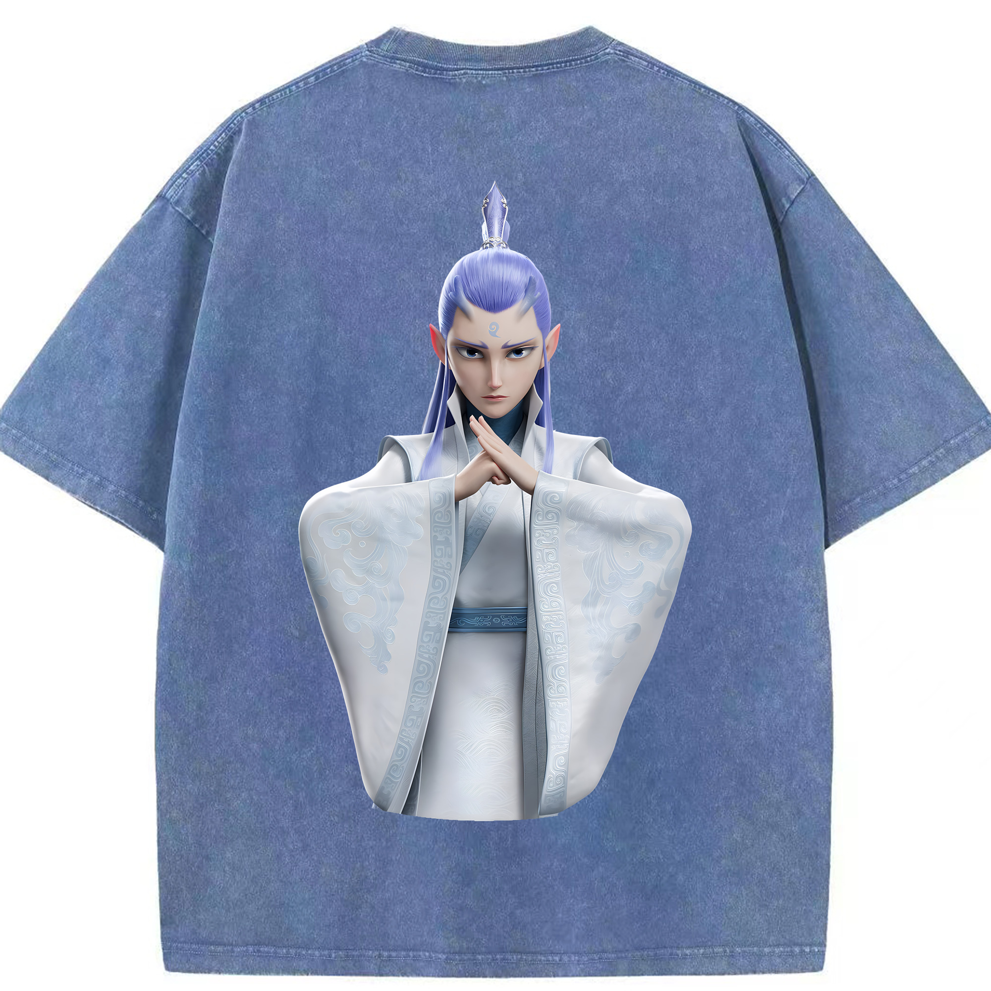（画像用） Ne Zha 2 ナタ 魔童の大暴れ 綿100% ヴィンテージ風 半袖Tシャツ（背面プリント）