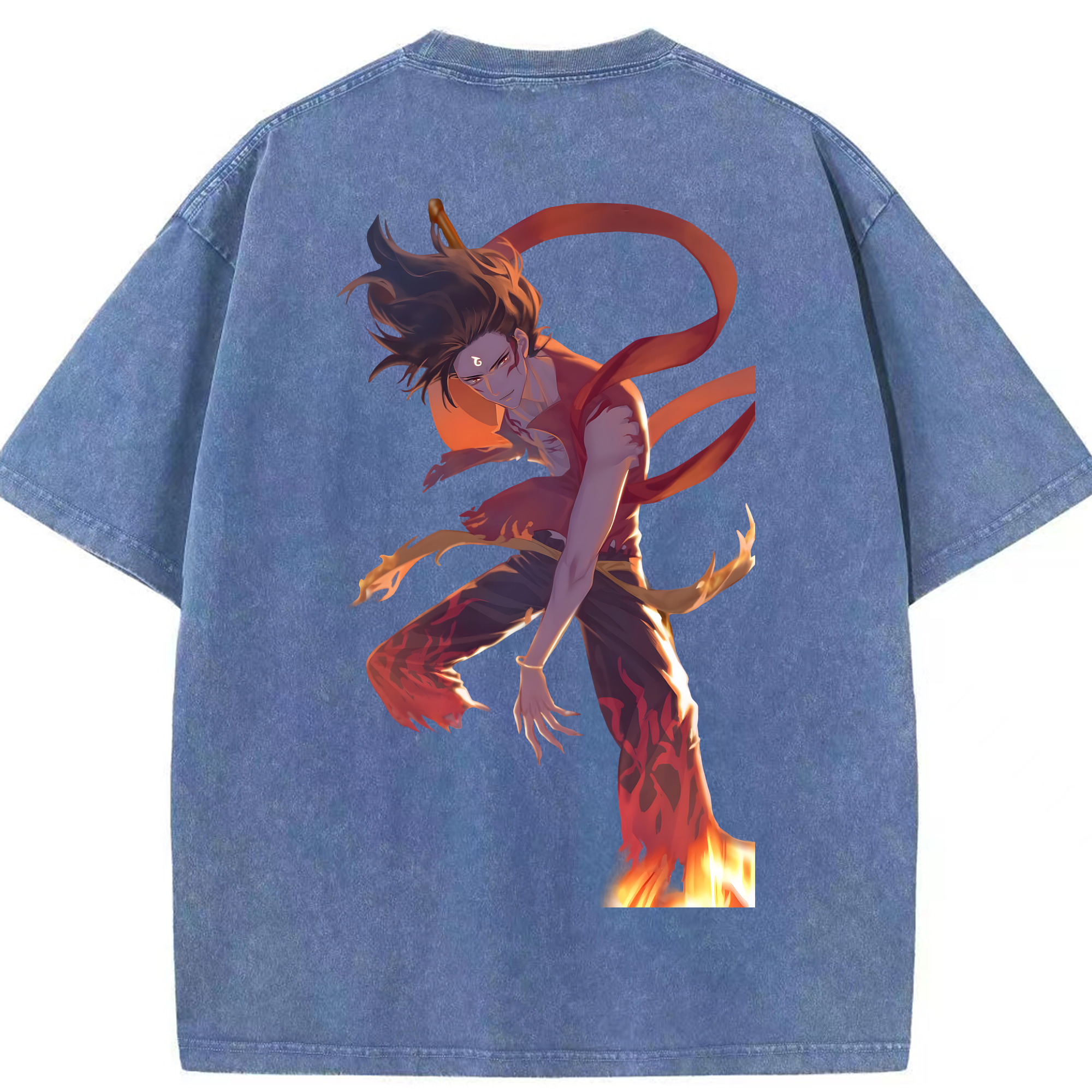 （画像用） Ne Zha 2 ナタ 魔童の大暴れ 綿100% ヴィンテージ風 半袖Tシャツ（背面プリント）