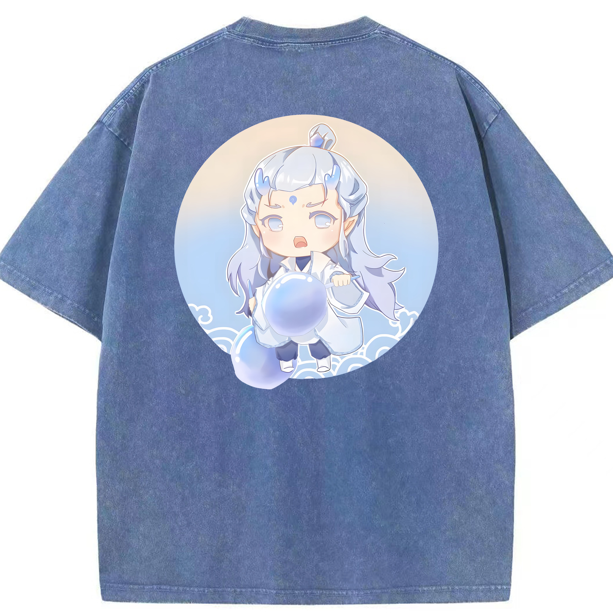 （画像用） Ne Zha 2 ナタ 魔童の大暴れ 綿100% ヴィンテージ風 半袖Tシャツ（背面プリント）