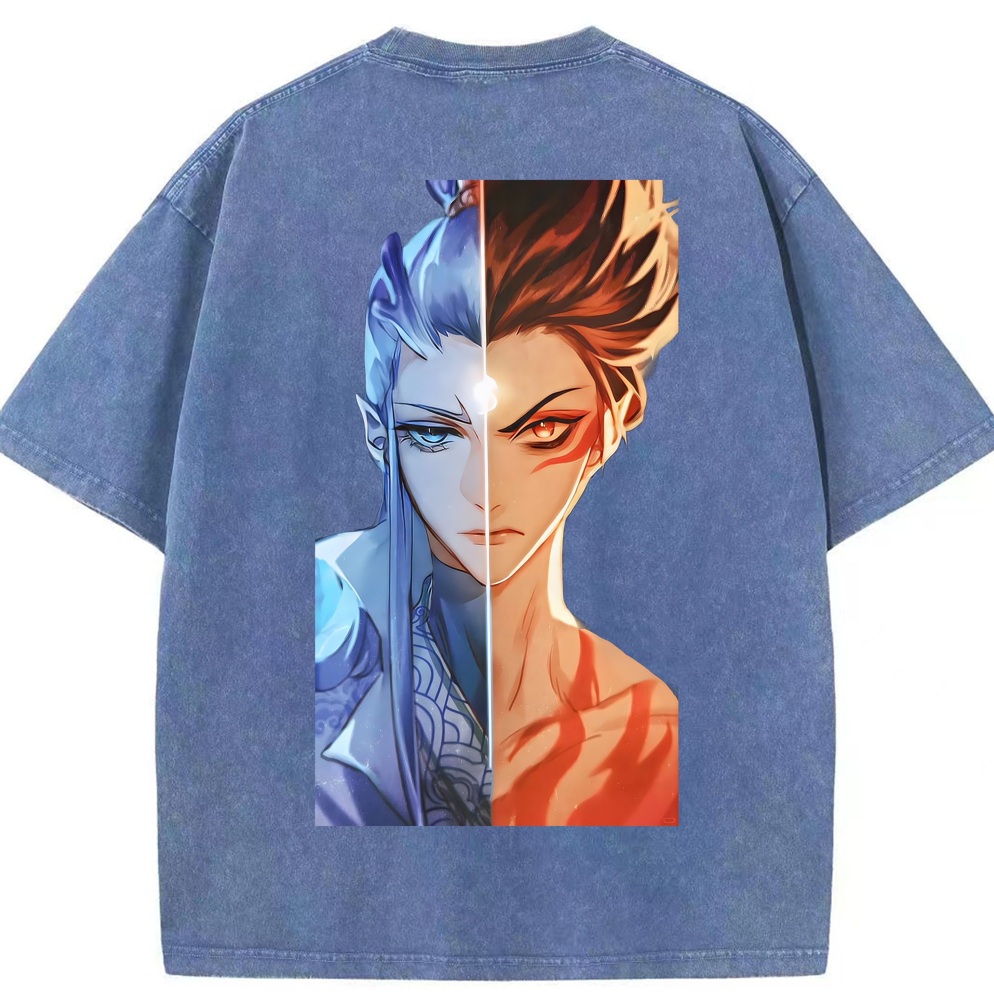 （画像用） Ne Zha 2 ナタ 魔童の大暴れ 綿100% ヴィンテージ風 半袖Tシャツ（背面プリント）