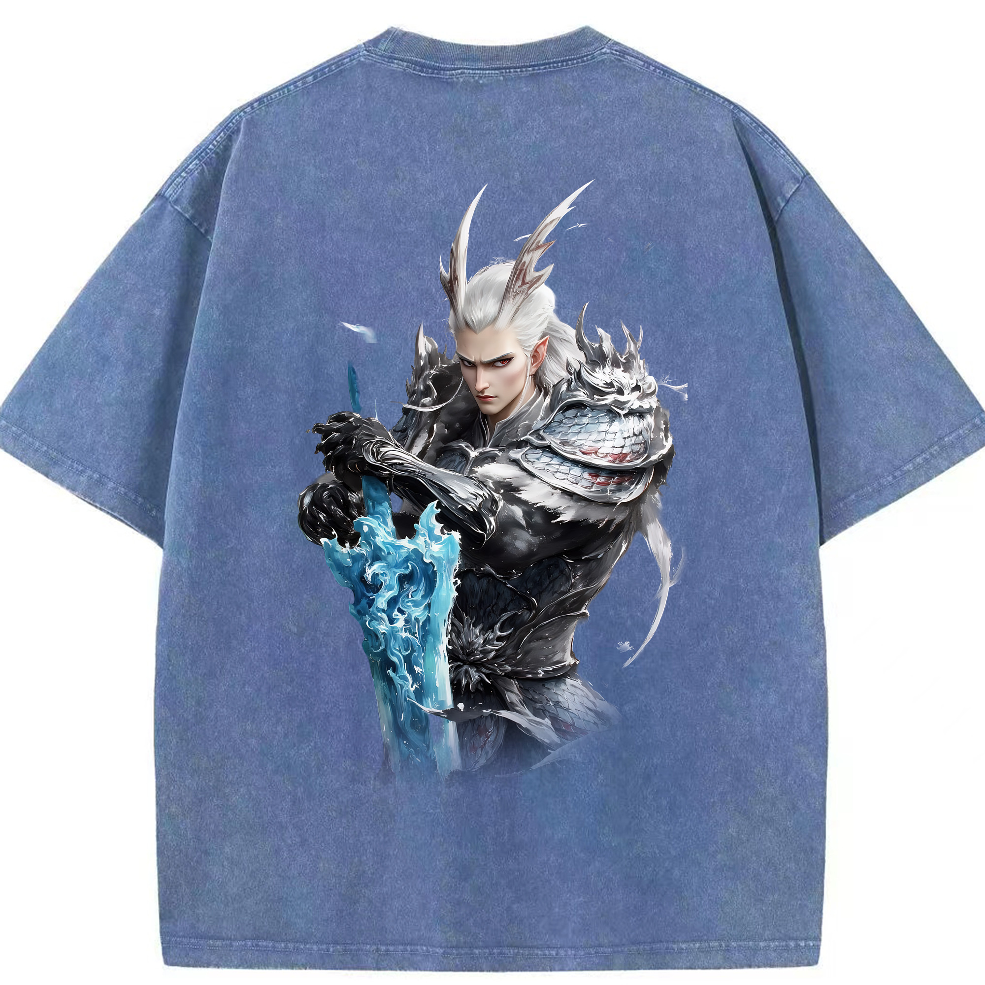 （画像用） Ne Zha 2 ナタ 魔童の大暴れ 綿100% ヴィンテージ風 半袖Tシャツ（背面プリント）