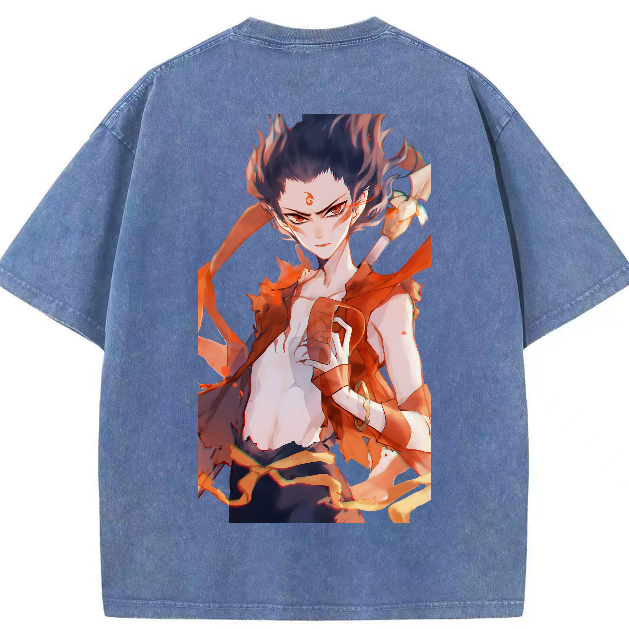 （画像用） Ne Zha 2 ナタ 魔童の大暴れ 綿100% ヴィンテージ風 半袖Tシャツ（背面プリント）