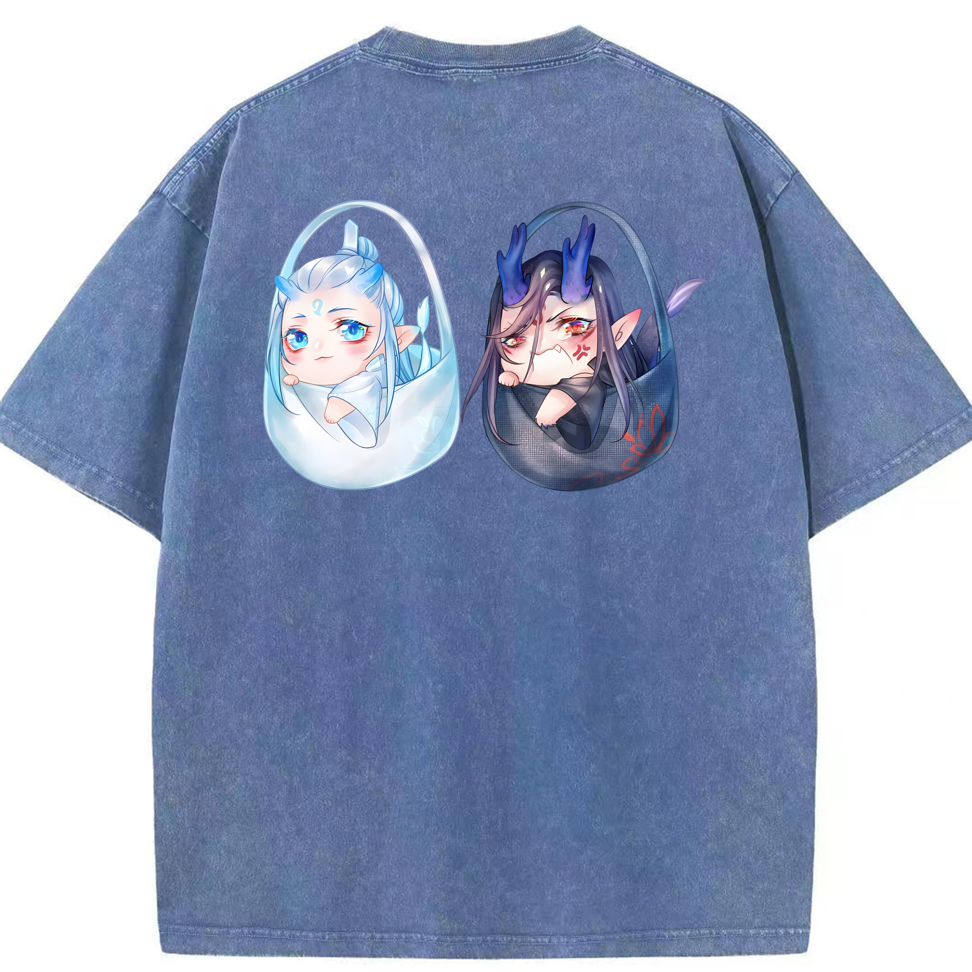 （画像用） Ne Zha 2 ナタ 魔童の大暴れ 綿100% ヴィンテージ風 半袖Tシャツ（背面プリント）