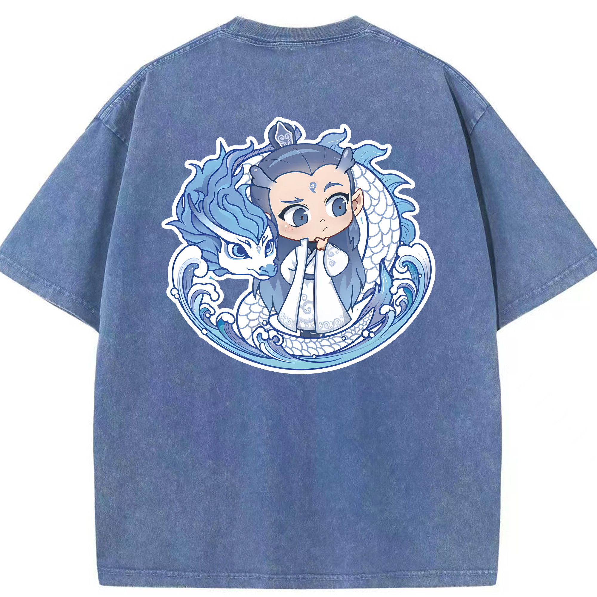 （画像用） Ne Zha 2 ナタ 魔童の大暴れ 綿100% ヴィンテージ風 半袖Tシャツ（背面プリント）