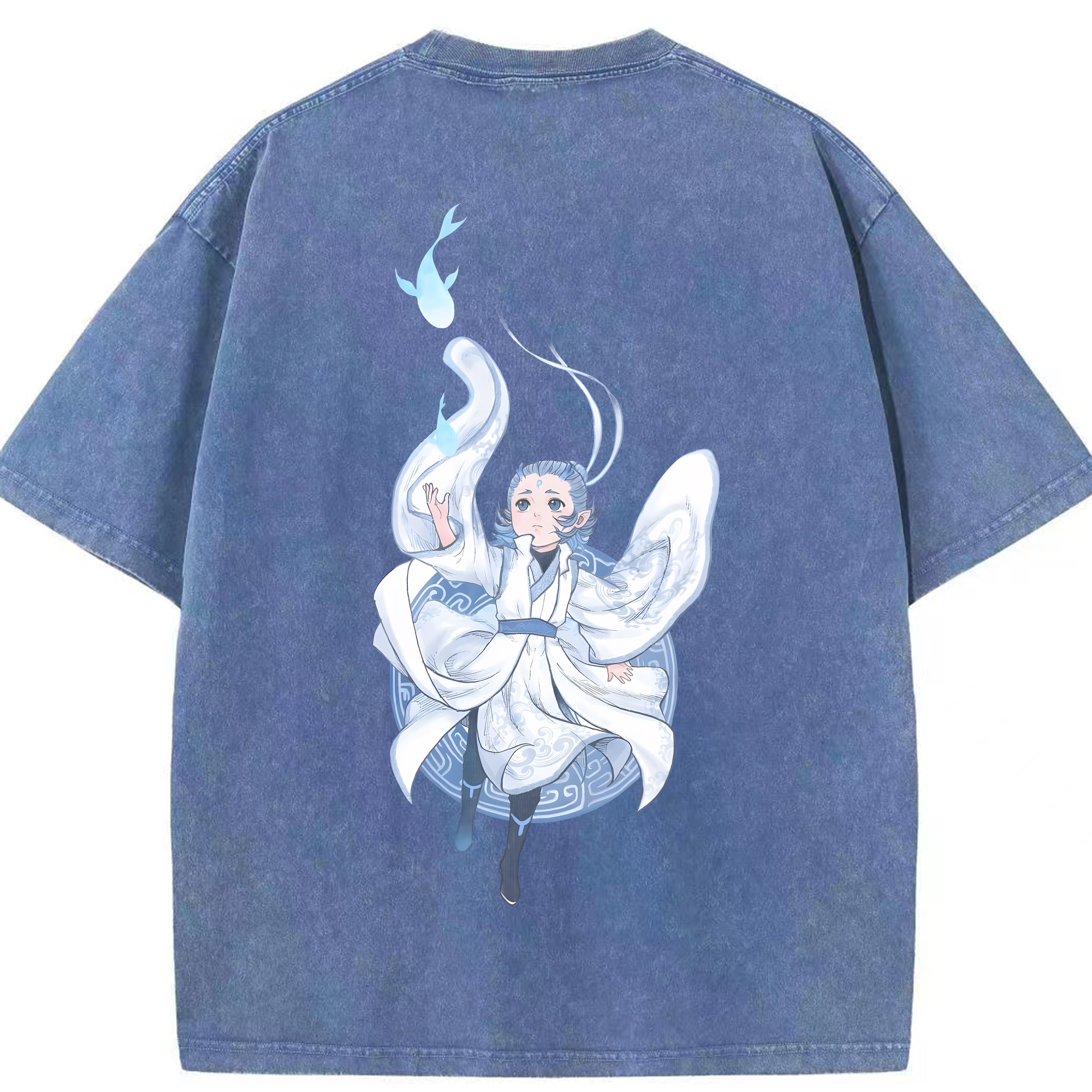 （画像用） Ne Zha 2 ナタ 魔童の大暴れ 綿100% ヴィンテージ風 半袖Tシャツ（背面プリント）