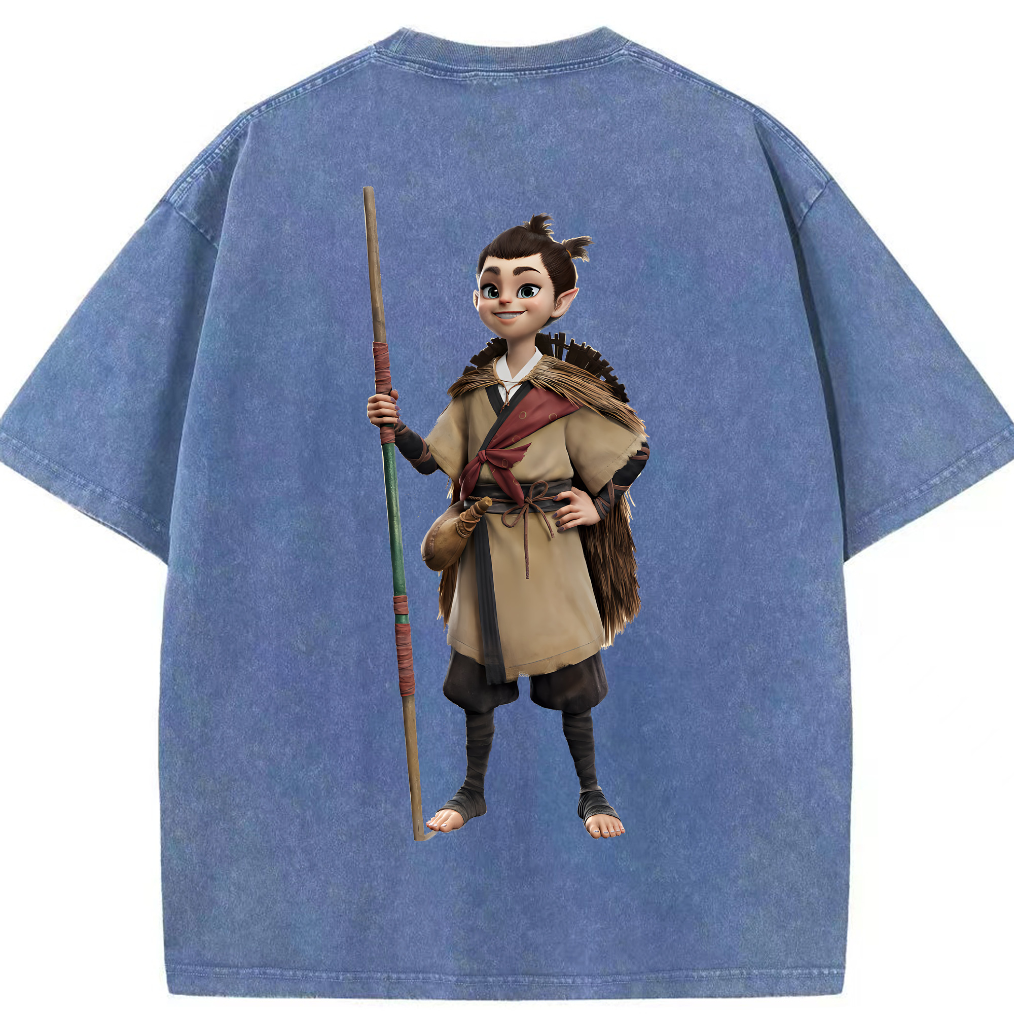 （画像用） Ne Zha 2 ナタ 魔童の大暴れ 綿100% ヴィンテージ風 半袖Tシャツ（背面プリント）