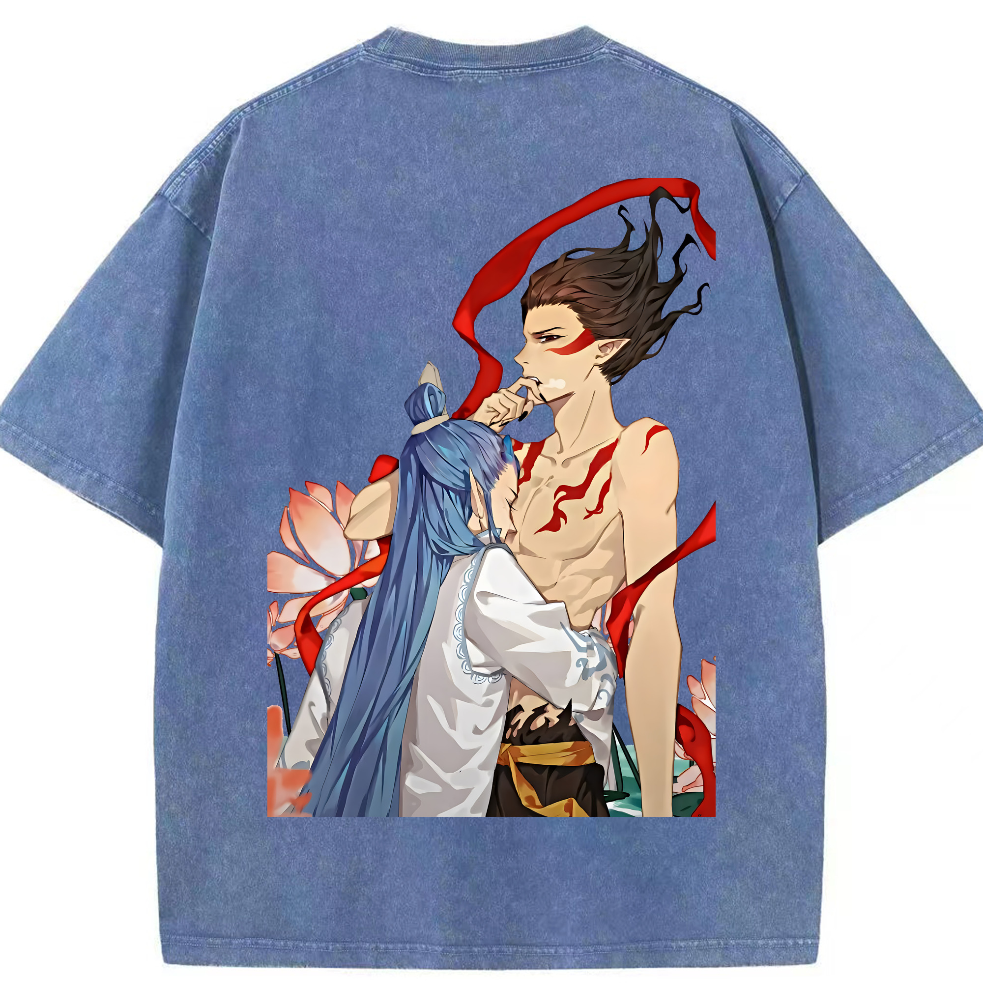 （画像用） Ne Zha 2 ナタ 魔童の大暴れ 綿100% ヴィンテージ風 半袖Tシャツ（背面プリント）