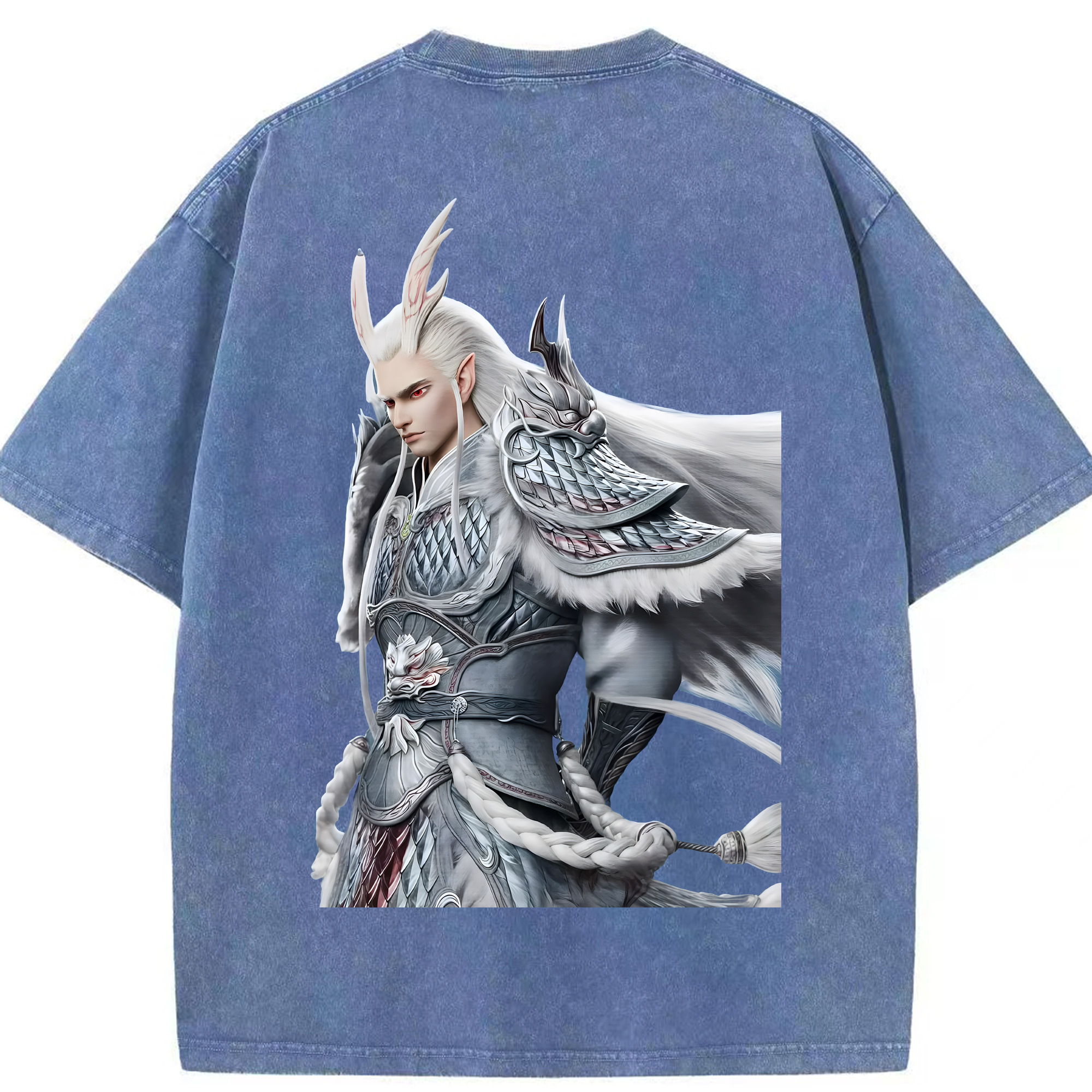 （画像用） Ne Zha 2 ナタ 魔童の大暴れ 綿100% ヴィンテージ風 半袖Tシャツ（背面プリント）