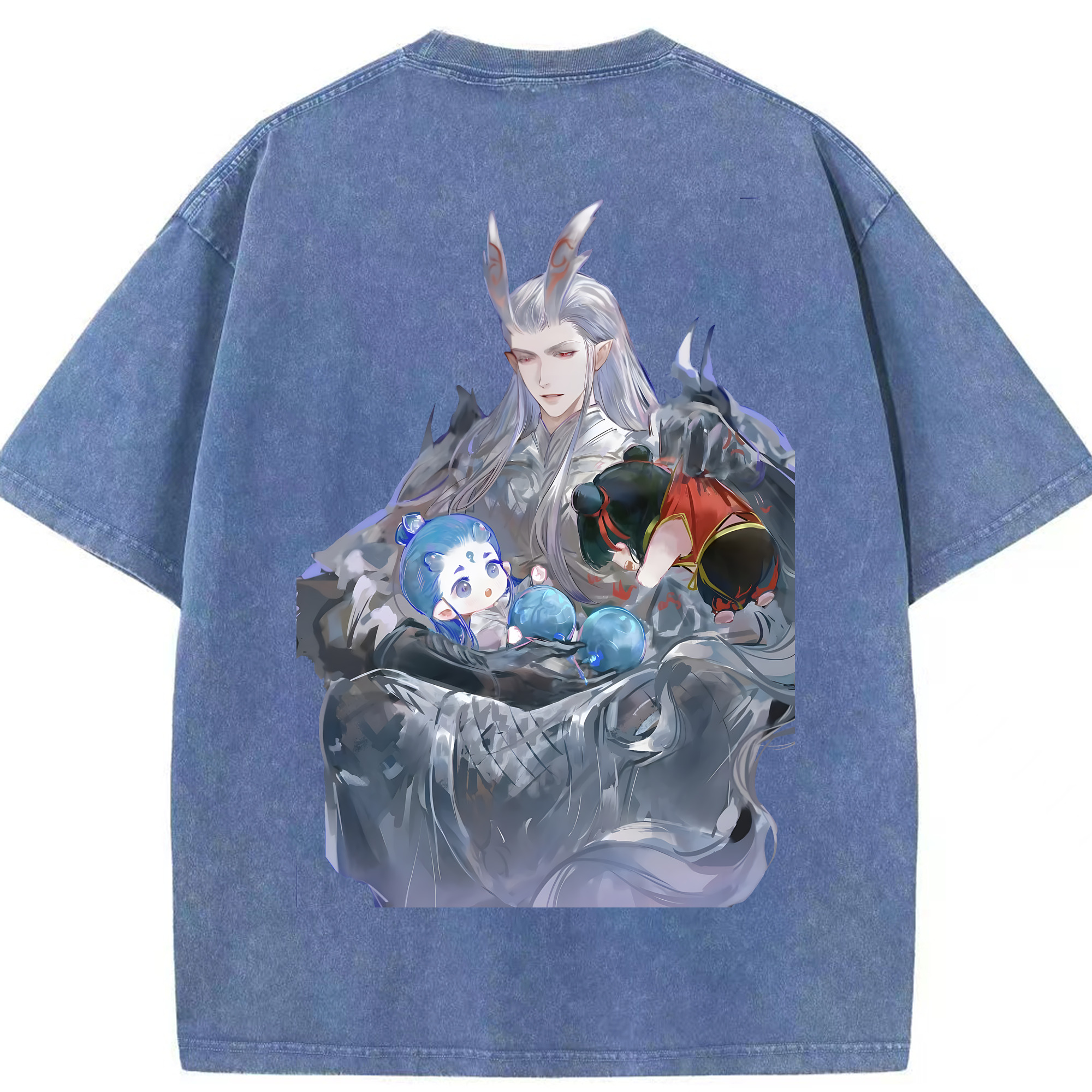 （画像用） Ne Zha 2 ナタ 魔童の大暴れ 綿100% ヴィンテージ風 半袖Tシャツ（背面プリント）