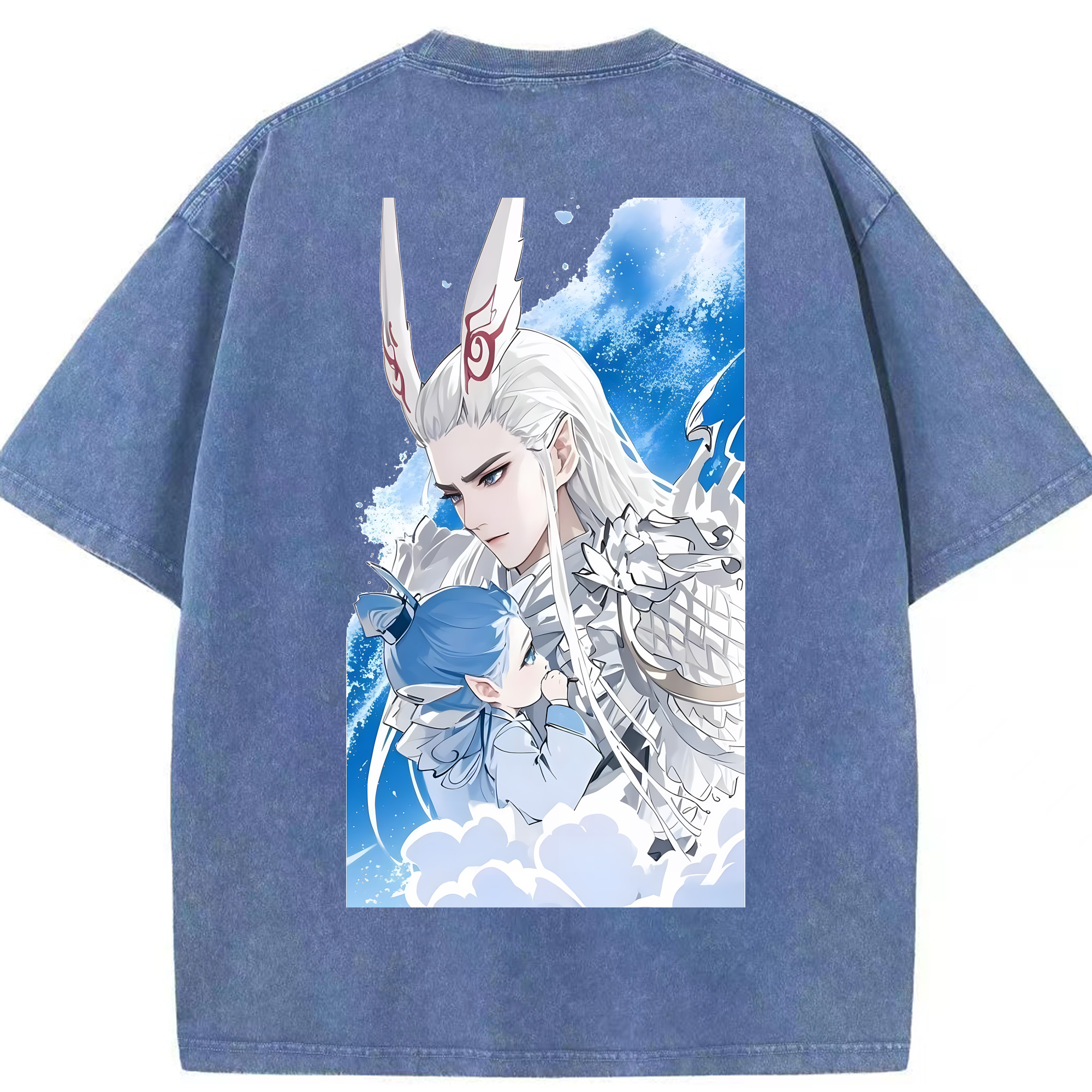 （画像用） Ne Zha 2 ナタ 魔童の大暴れ 綿100% ヴィンテージ風 半袖Tシャツ（背面プリント）
