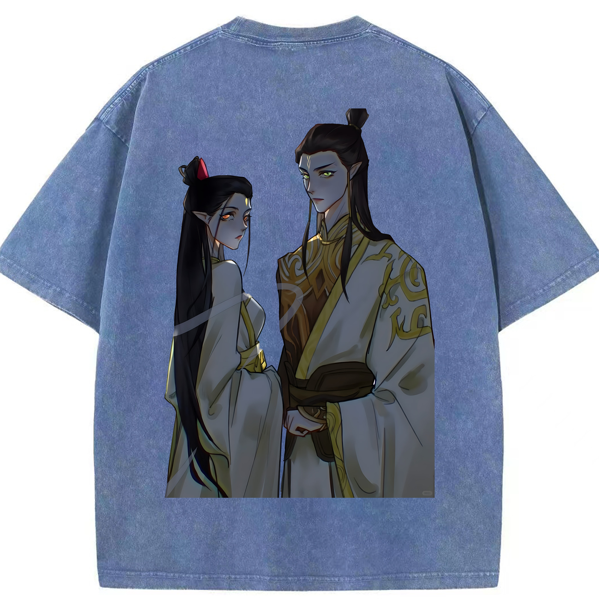 （画像用） Ne Zha 2 ナタ 魔童の大暴れ 綿100% ヴィンテージ風 半袖Tシャツ（背面プリント）