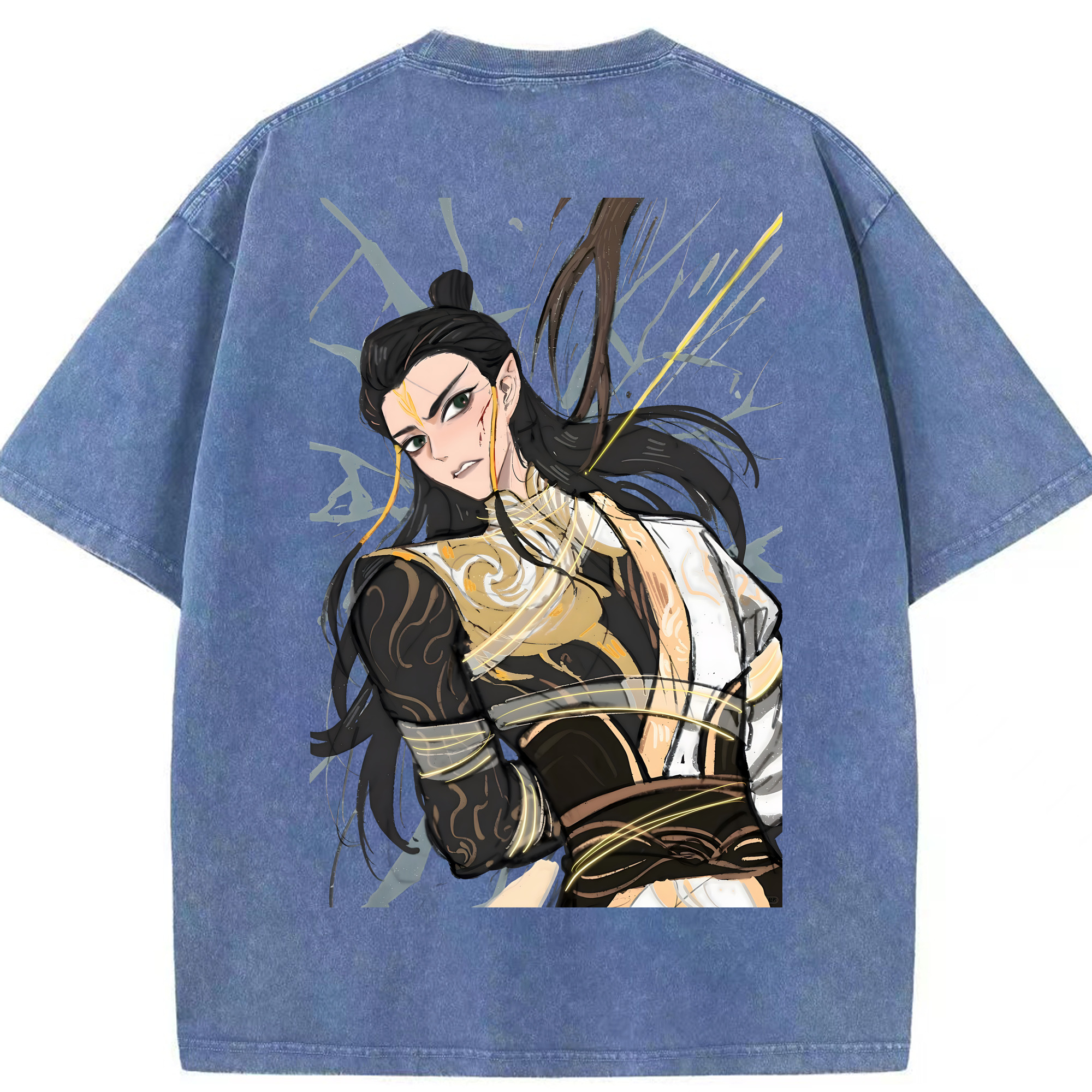 （画像用） Ne Zha 2 ナタ 魔童の大暴れ 綿100% ヴィンテージ風 半袖Tシャツ（背面プリント）