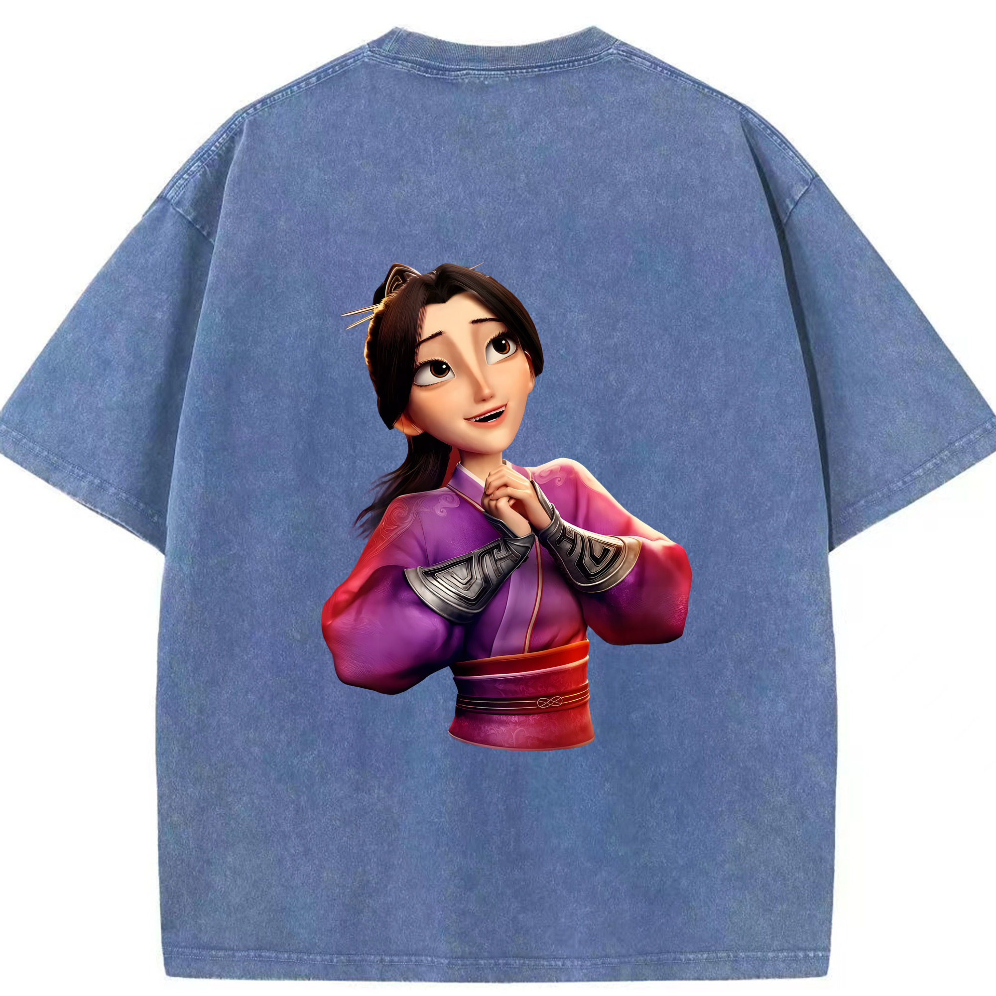 （画像用） Ne Zha 2 ナタ 魔童の大暴れ 綿100% ヴィンテージ風 半袖Tシャツ（背面プリント）