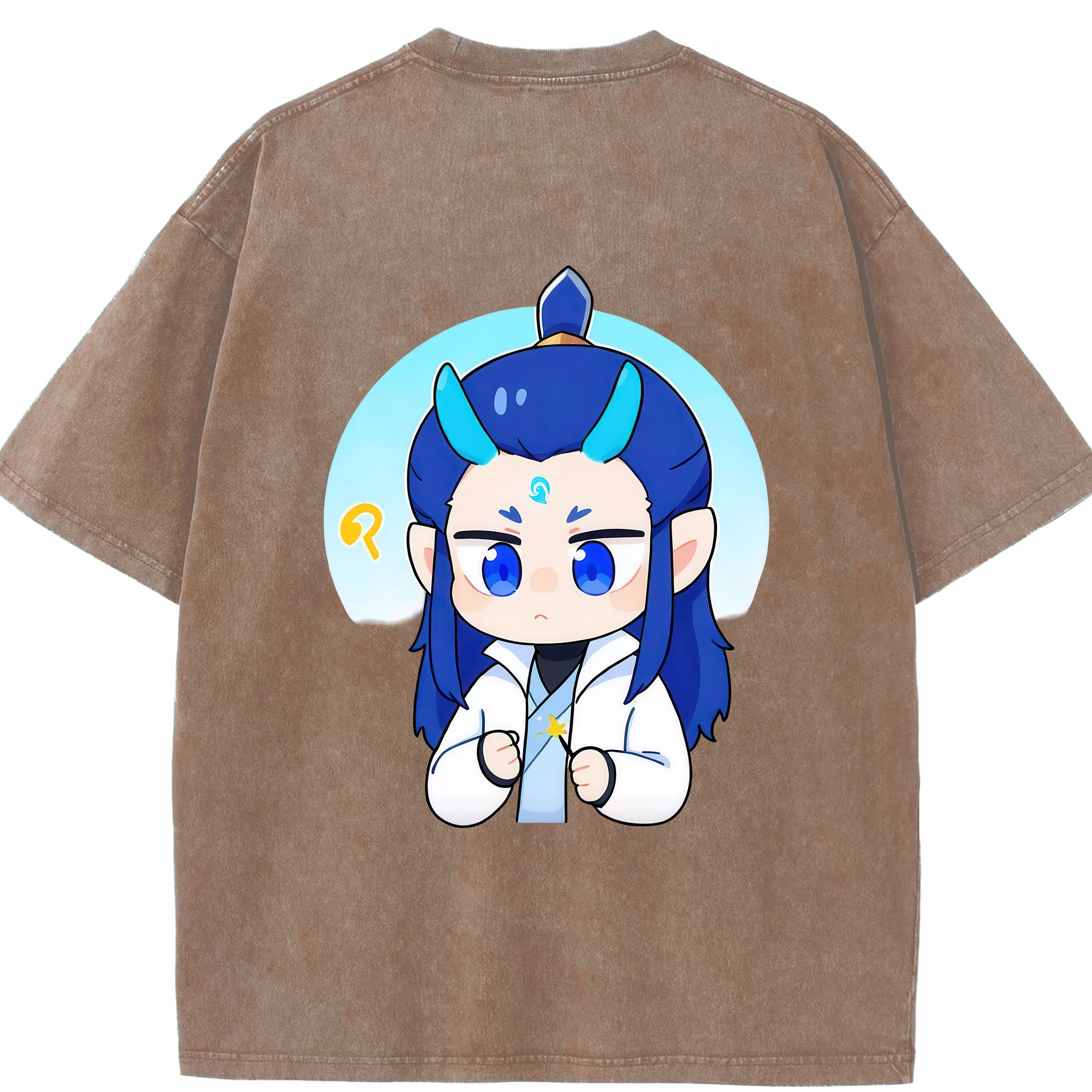（画像用） Ne Zha 2 ナタ 魔童の大暴れ 綿100% ヴィンテージ風 半袖Tシャツ（背面プリント）