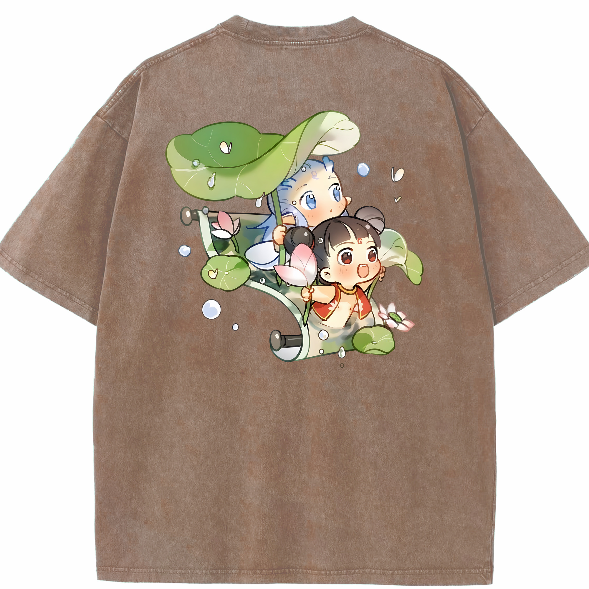 （画像用） Ne Zha 2 ナタ 魔童の大暴れ 綿100% ヴィンテージ風 半袖Tシャツ（背面プリント）