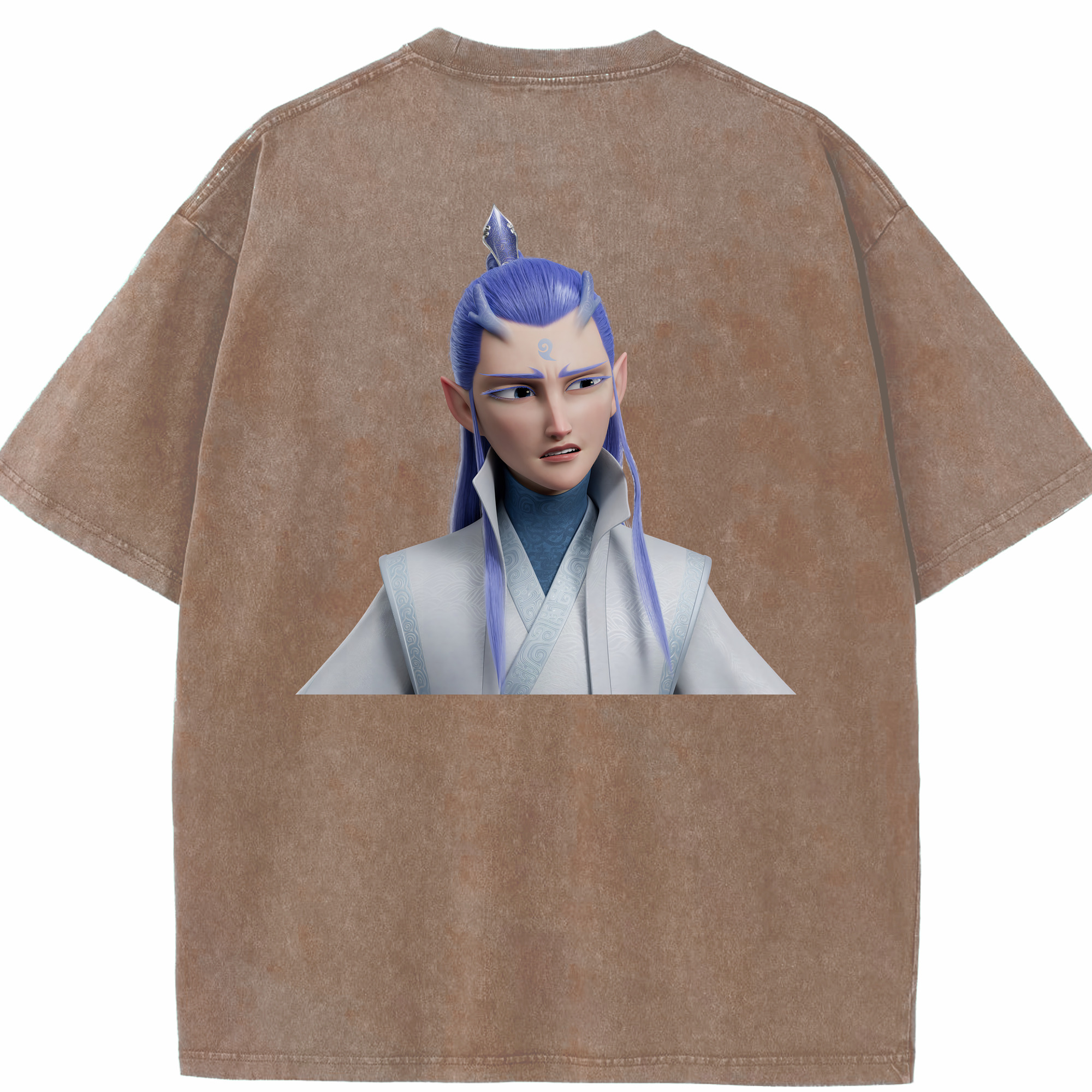 （画像用） Ne Zha 2 ナタ 魔童の大暴れ 綿100% ヴィンテージ風 半袖Tシャツ（背面プリント）