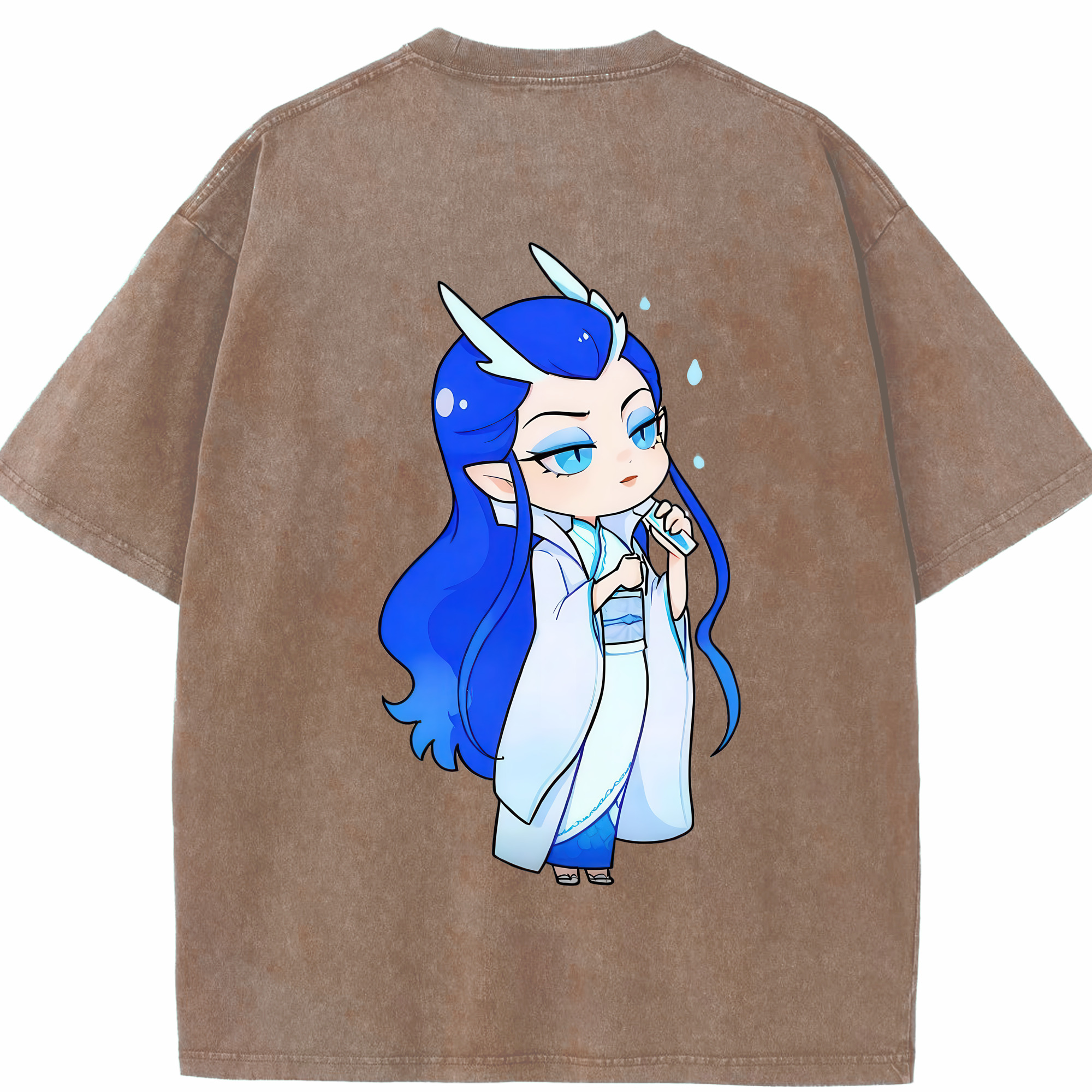 （画像用） Ne Zha 2 ナタ 魔童の大暴れ 綿100% ヴィンテージ風 半袖Tシャツ（背面プリント）