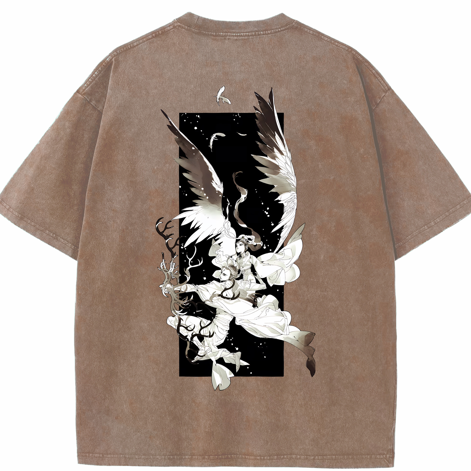 （画像用） Ne Zha 2 ナタ 魔童の大暴れ 綿100% ヴィンテージ風 半袖Tシャツ（背面プリント）