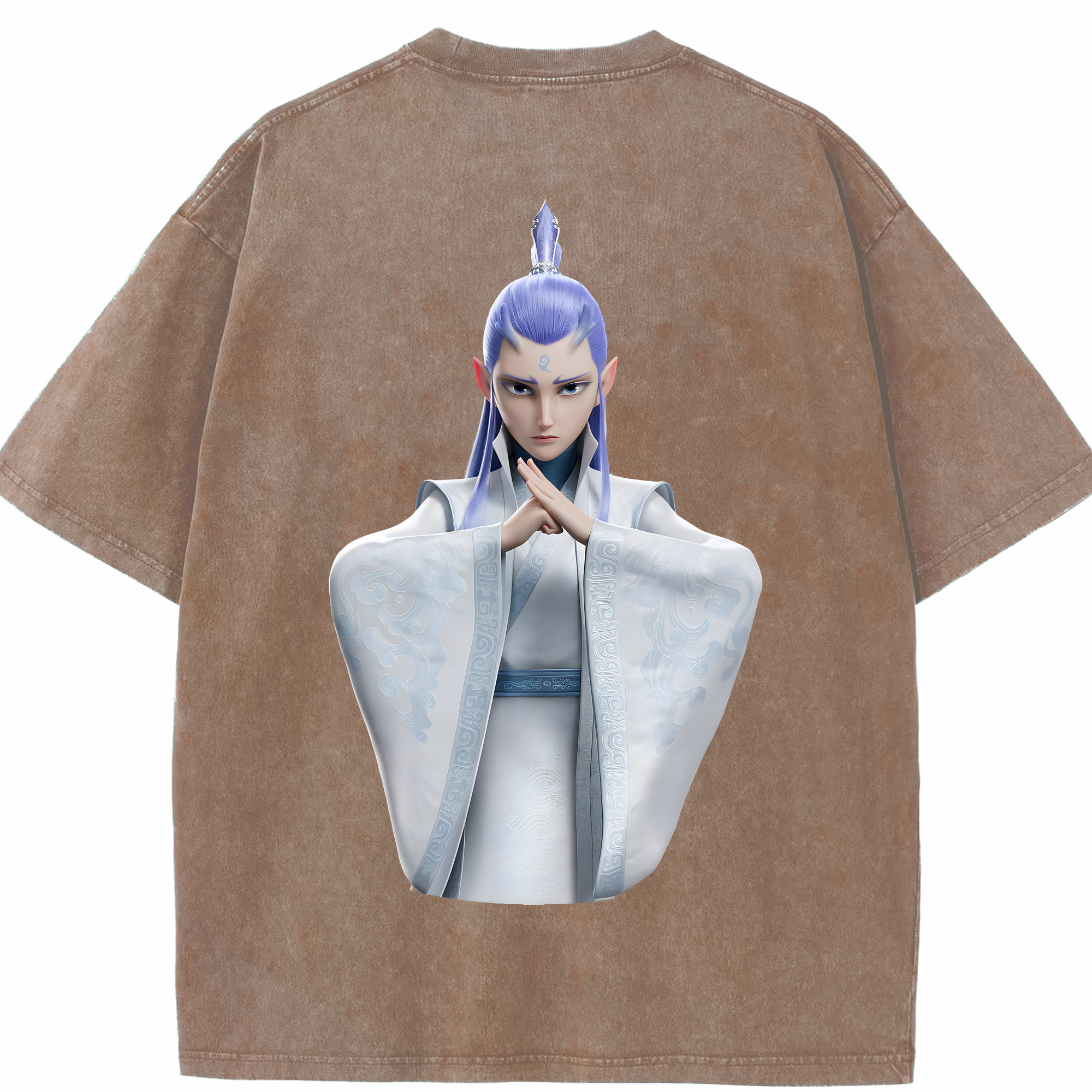（画像用） Ne Zha 2 ナタ 魔童の大暴れ 綿100% ヴィンテージ風 半袖Tシャツ（背面プリント）