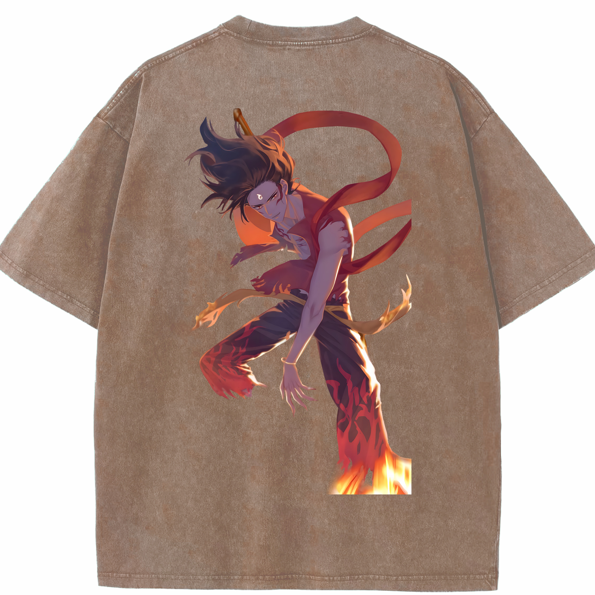 （画像用） Ne Zha 2 ナタ 魔童の大暴れ 綿100% ヴィンテージ風 半袖Tシャツ（背面プリント）