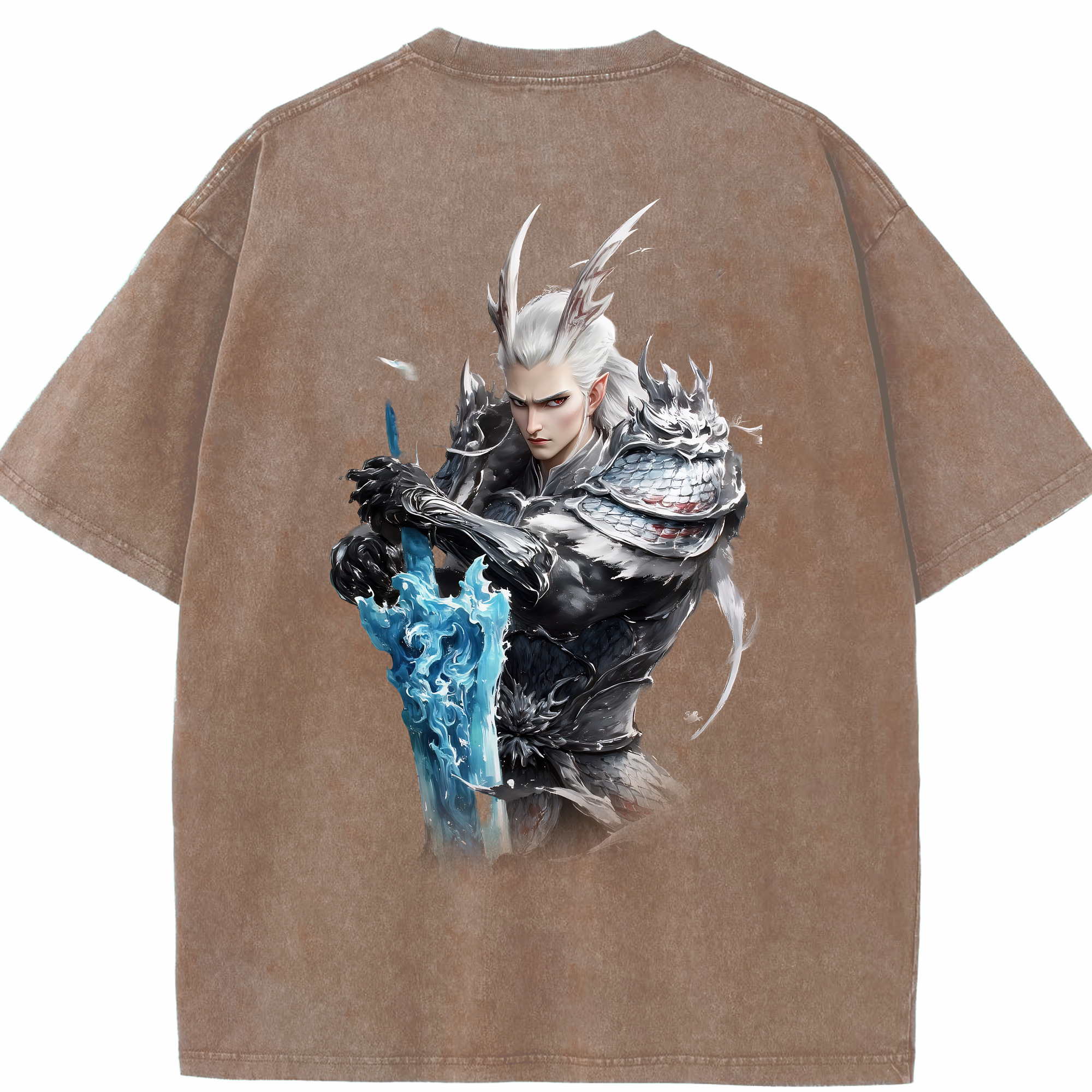 （画像用） Ne Zha 2 ナタ 魔童の大暴れ 綿100% ヴィンテージ風 半袖Tシャツ（背面プリント）