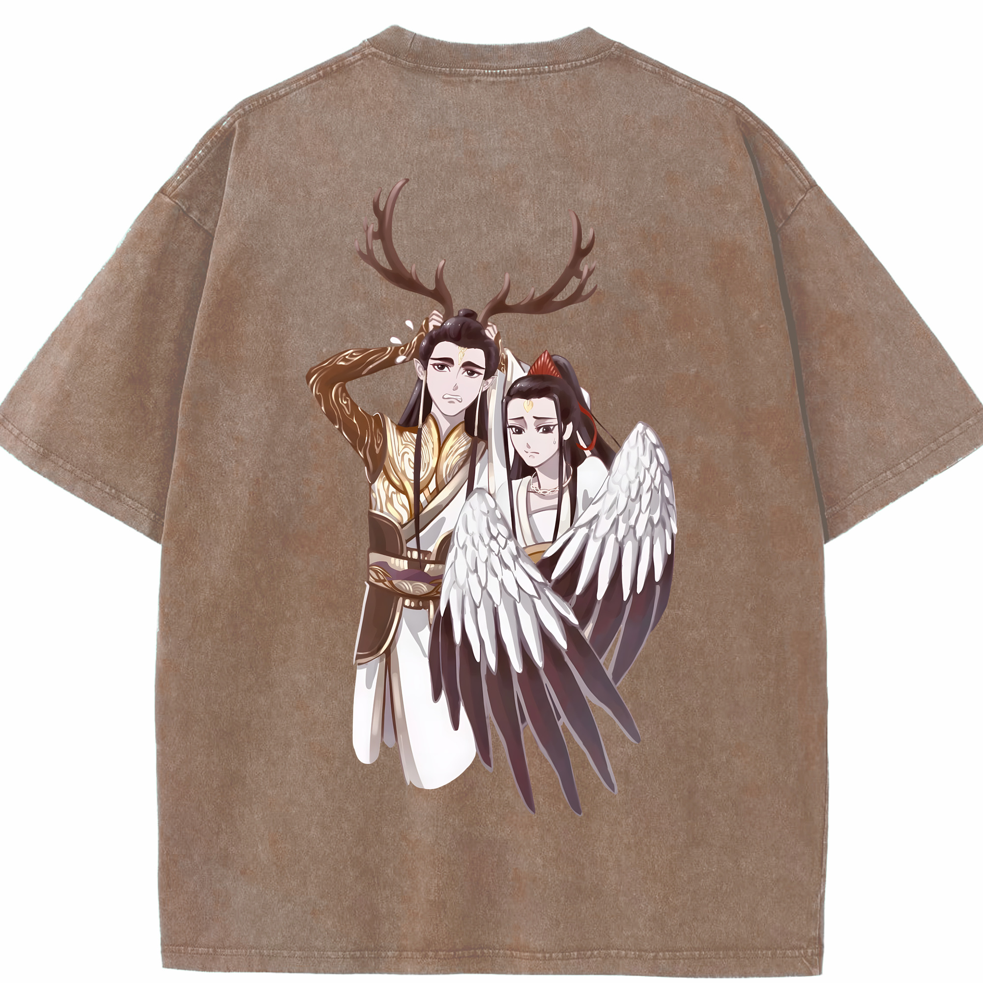 （画像用） Ne Zha 2 ナタ 魔童の大暴れ 綿100% ヴィンテージ風 半袖Tシャツ（背面プリント）