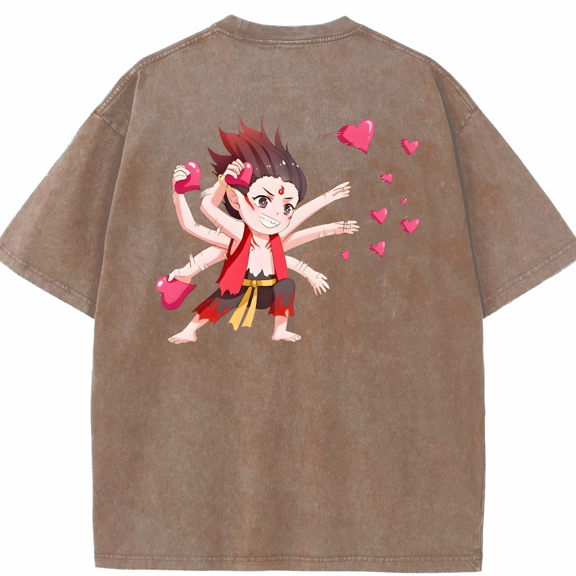 （画像用） Ne Zha 2 ナタ 魔童の大暴れ 綿100% ヴィンテージ風 半袖Tシャツ（背面プリント）