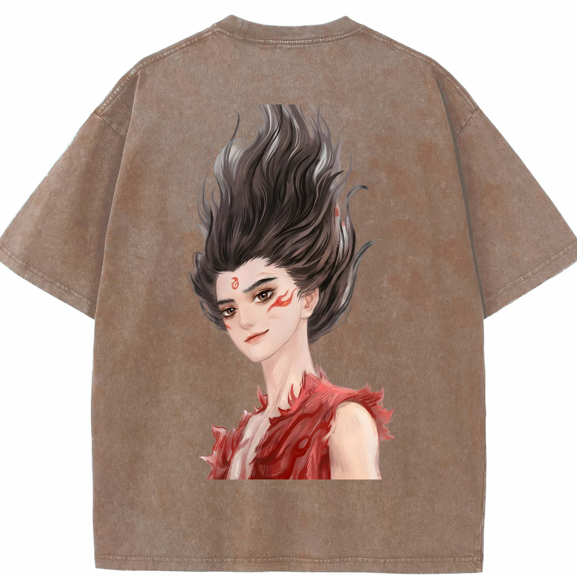 （画像用） Ne Zha 2 ナタ 魔童の大暴れ 綿100% ヴィンテージ風 半袖Tシャツ（背面プリント）