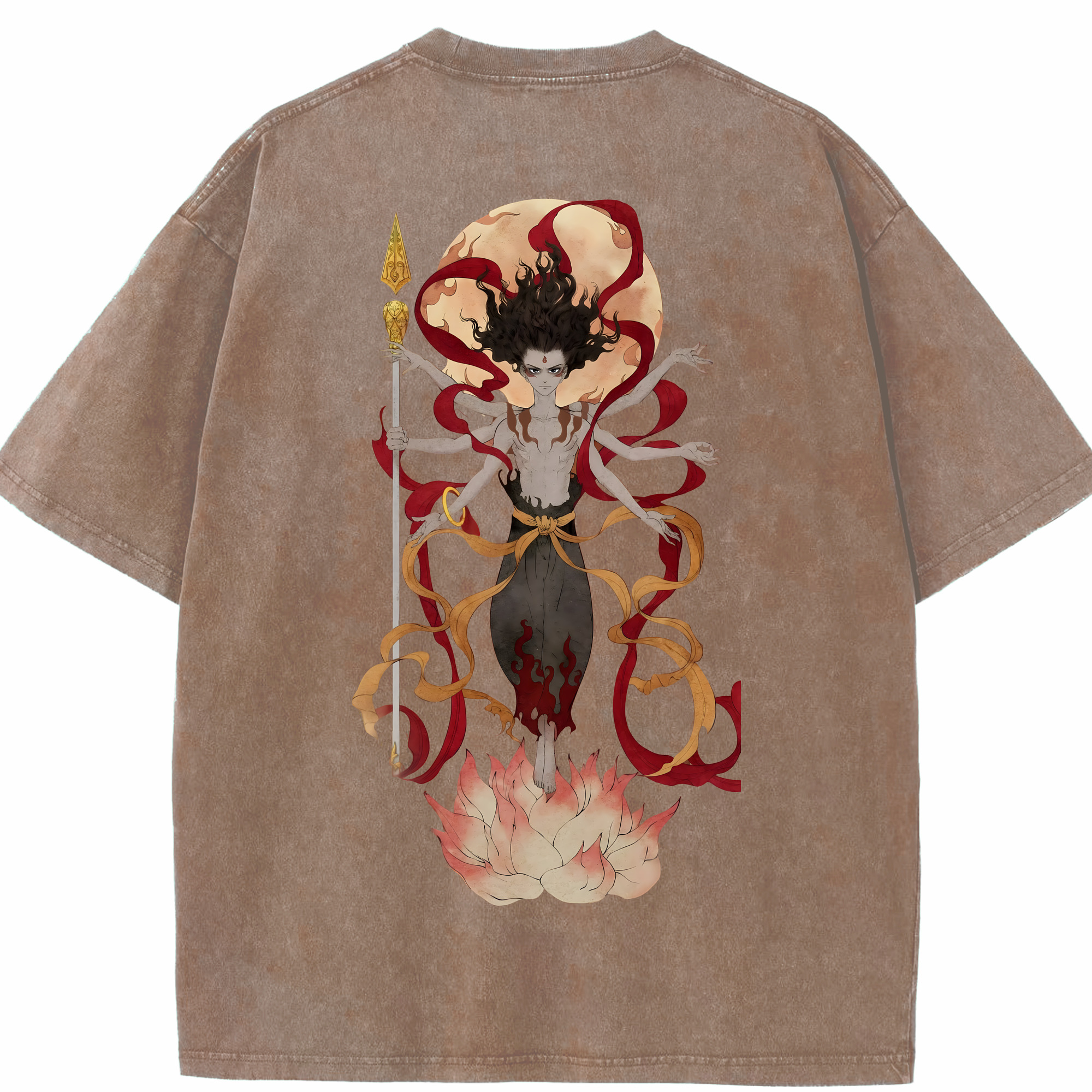 （画像用） Ne Zha 2 ナタ 魔童の大暴れ 綿100% ヴィンテージ風 半袖Tシャツ（背面プリント）